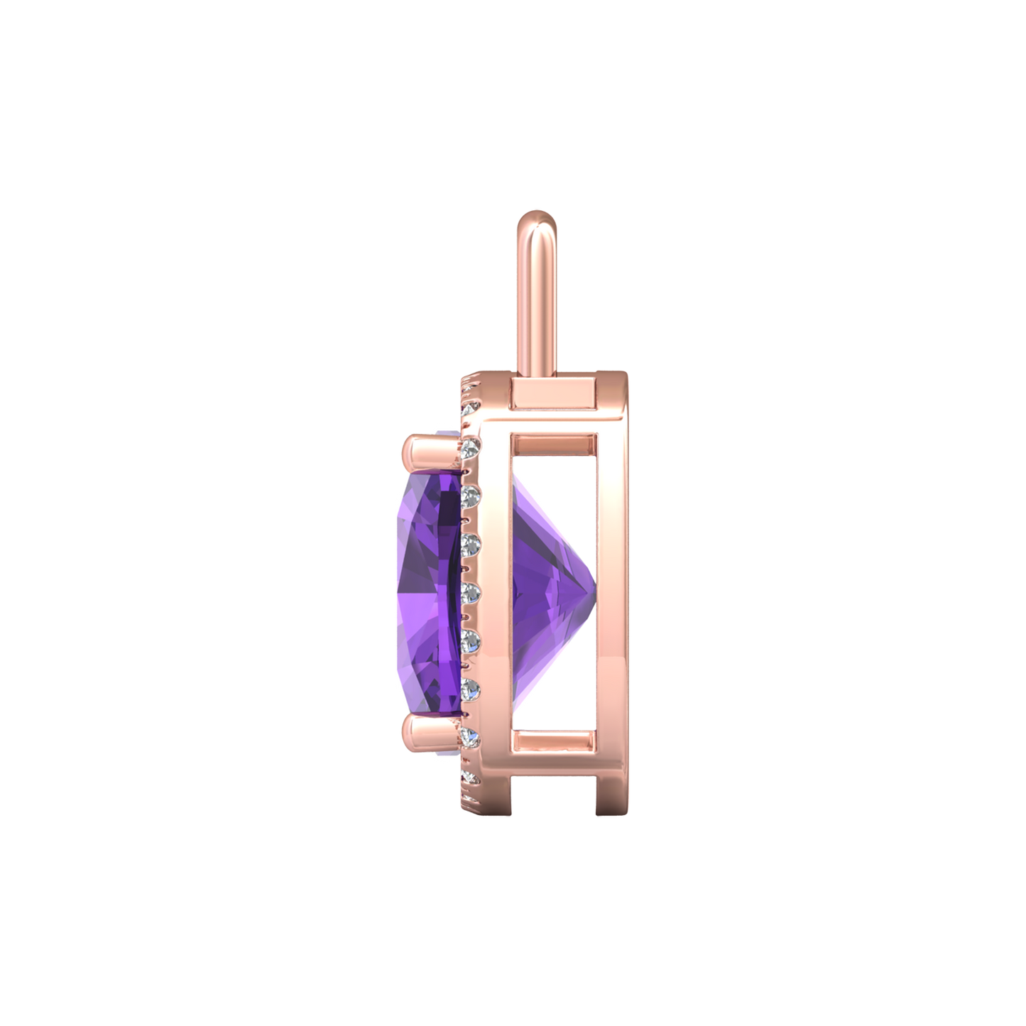 Nova diamond set pendant attachment set with a cushion shaped Amethyst Gardiner Brothers
