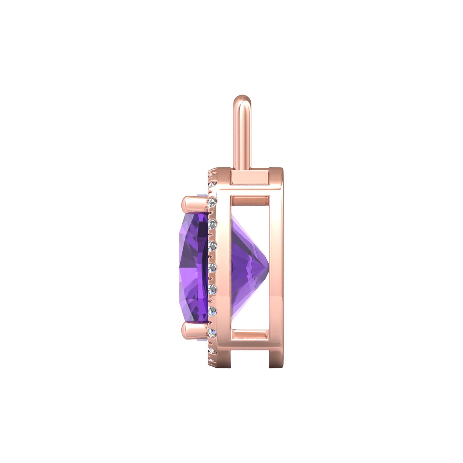 Nova diamond set pendant attachment set with a cushion shaped Amethyst Gardiner Brothers