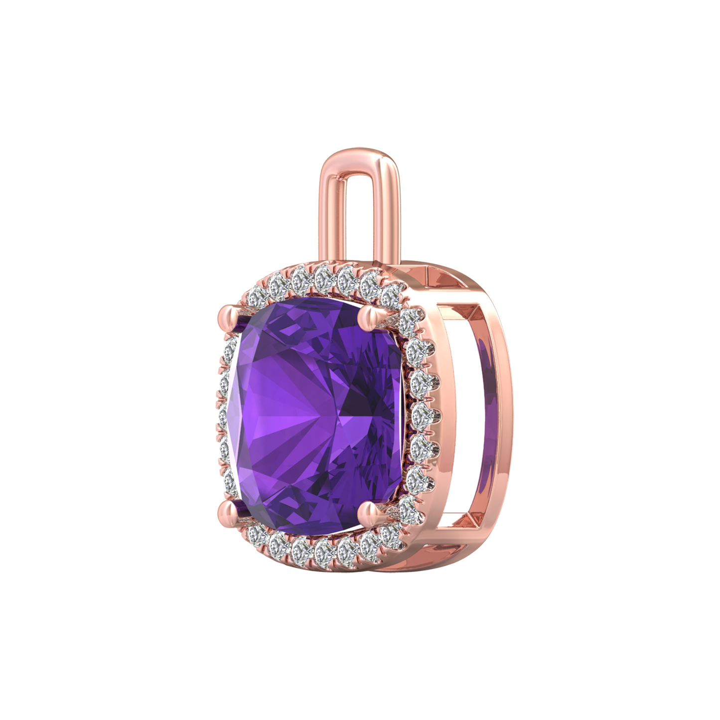 Nova diamond set pendant attachment set with a cushion shaped Amethyst Gardiner Brothers