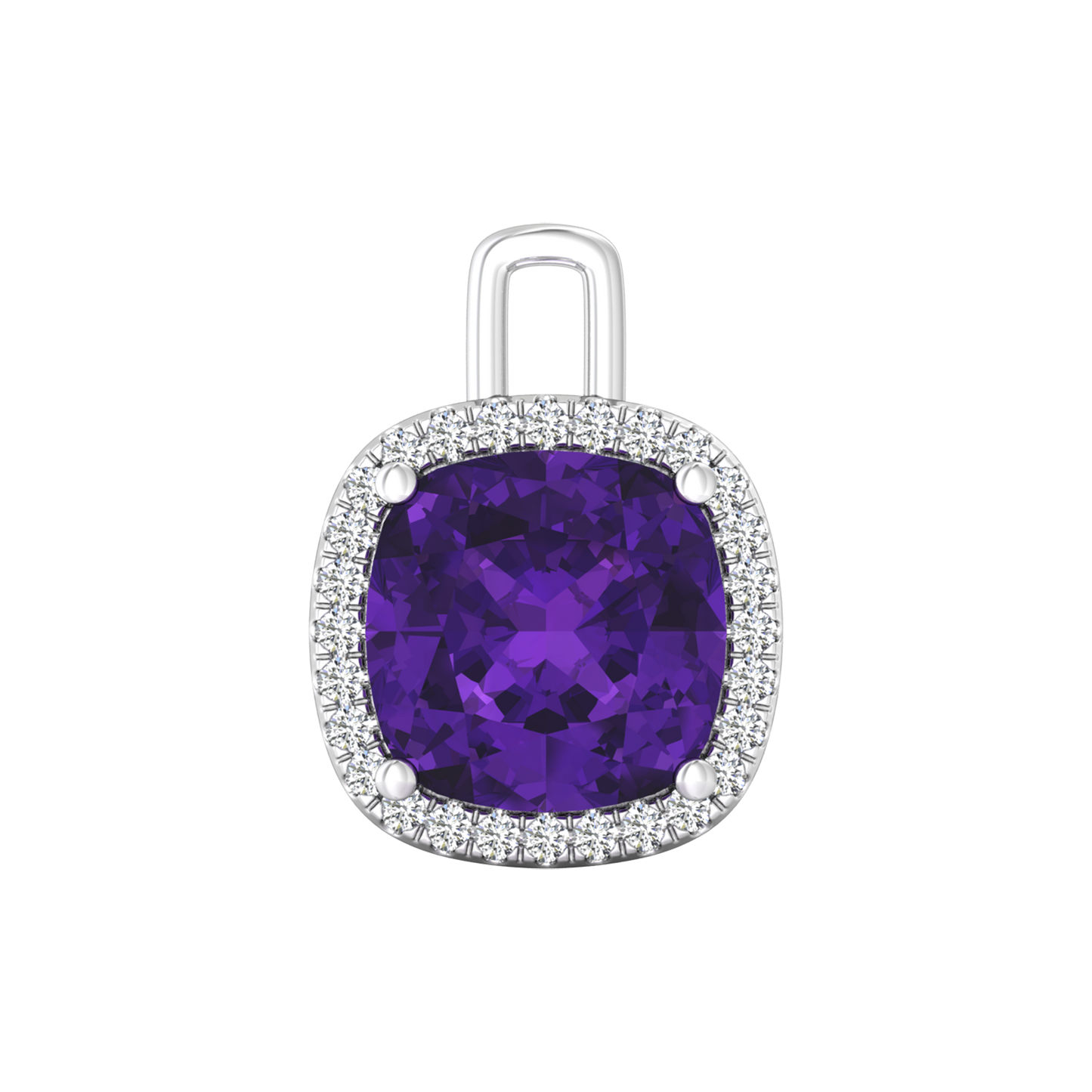 Nova diamond set pendant attachment set with a cushion shaped Amethyst Gardiner Brothers White Gold