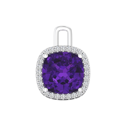 Nova diamond set pendant attachment set with a cushion shaped Amethyst Gardiner Brothers White Gold