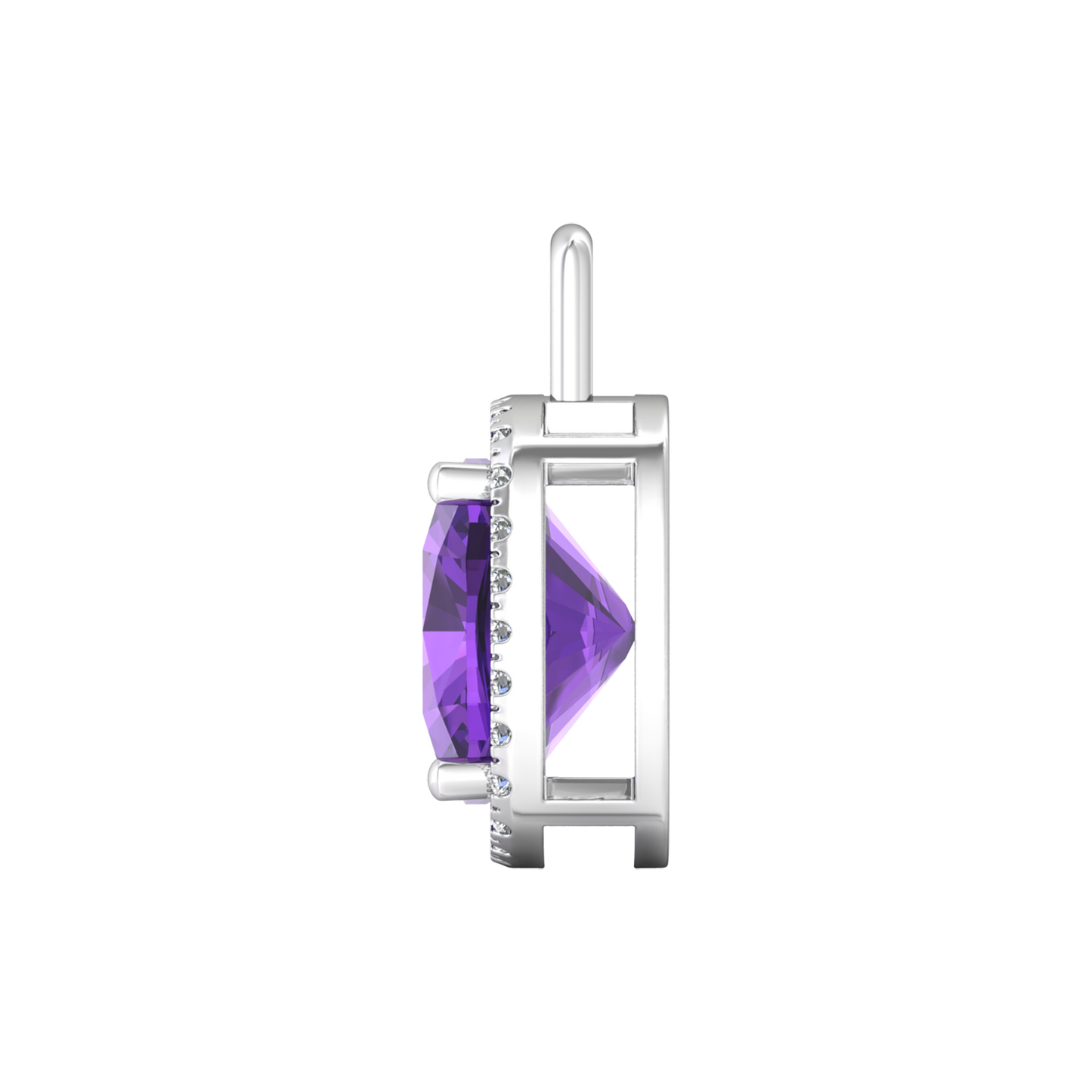 Nova diamond set pendant attachment set with a cushion shaped Amethyst Gardiner Brothers