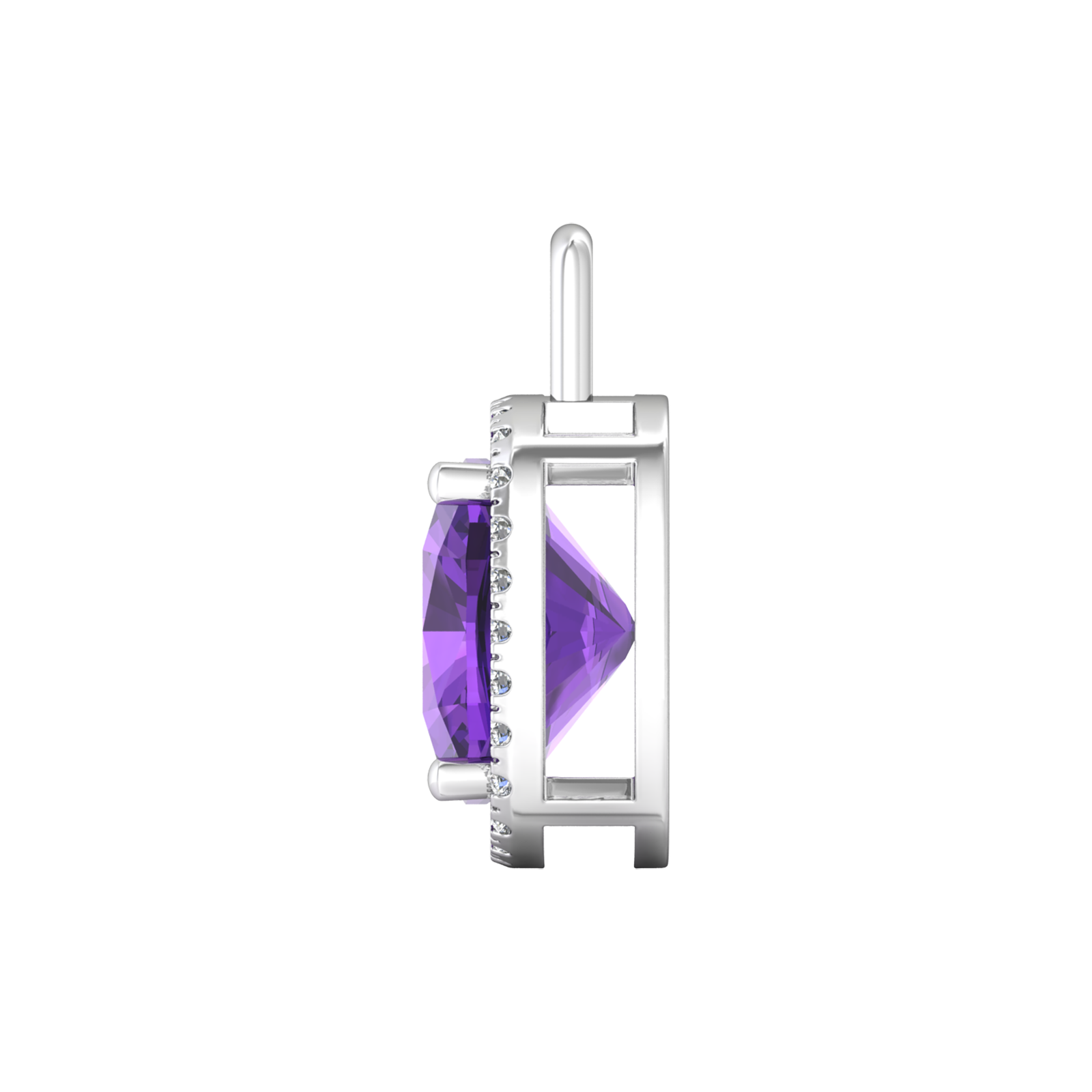 Nova diamond set pendant attachment set with a cushion shaped Amethyst Gardiner Brothers