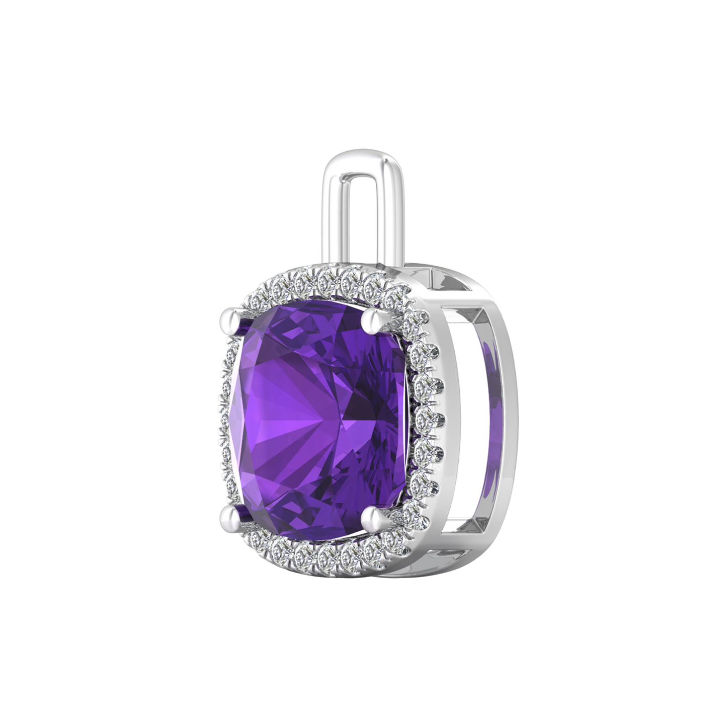 Nova diamond set pendant attachment set with a cushion shaped Amethyst Gardiner Brothers