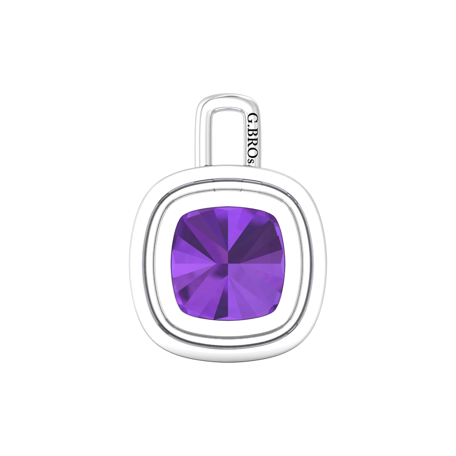 Nova diamond set pendant attachment set with a cushion shaped Amethyst Gardiner Brothers