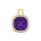 Nova diamond set pendant attachment set with a cushion shaped Amethyst Gardiner Brothers Yellow Gold