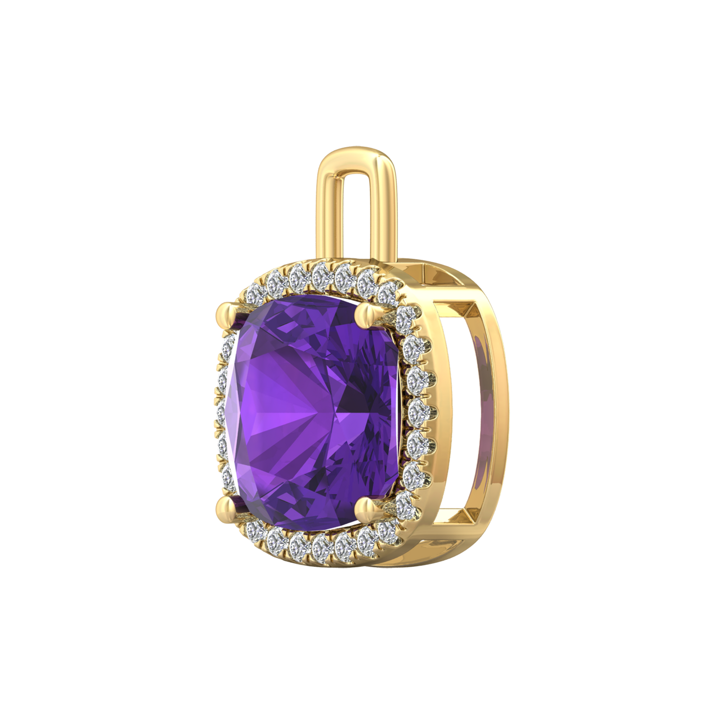 Nova diamond set pendant attachment set with a cushion shaped Amethyst Gardiner Brothers