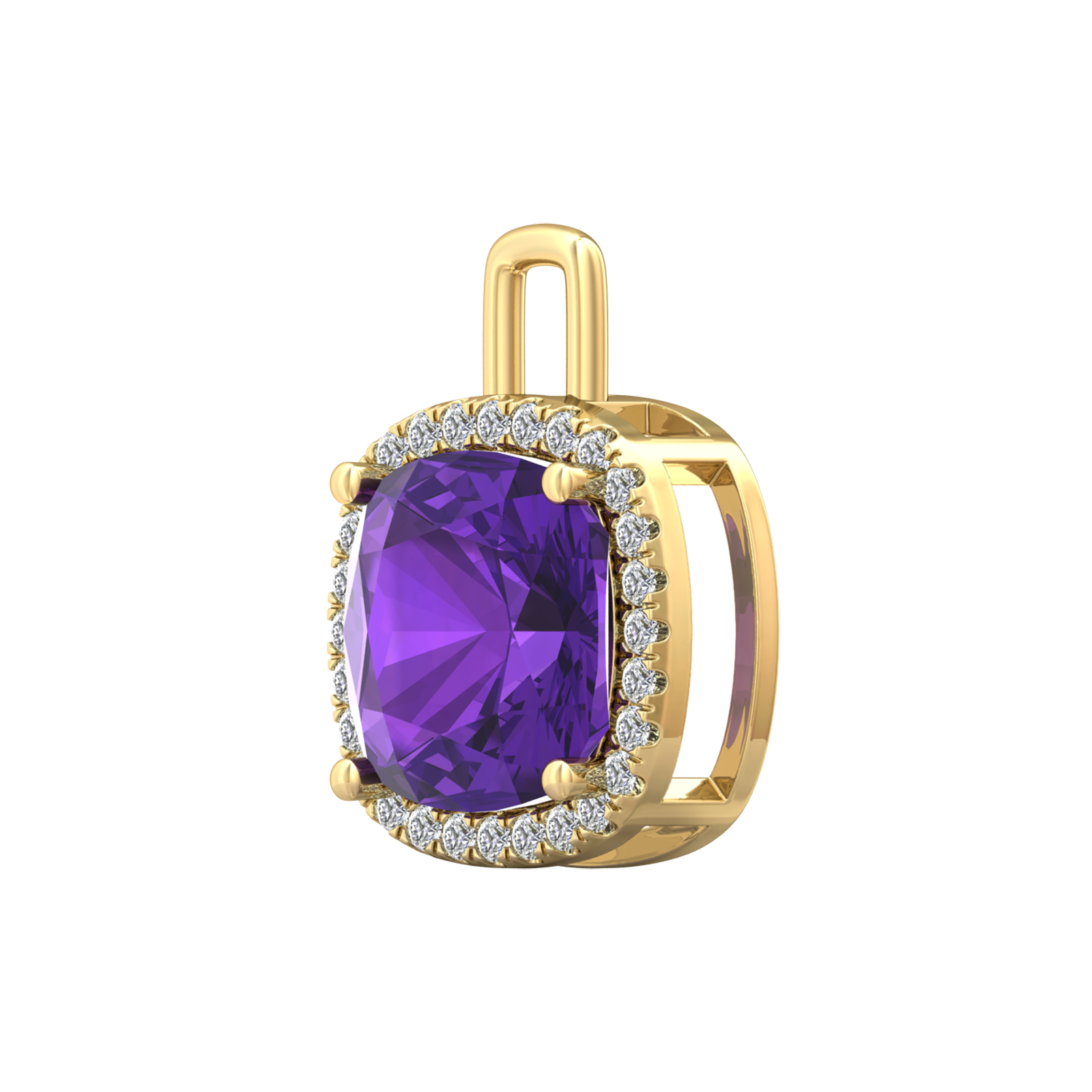 Nova diamond set pendant attachment set with a cushion shaped Amethyst Gardiner Brothers