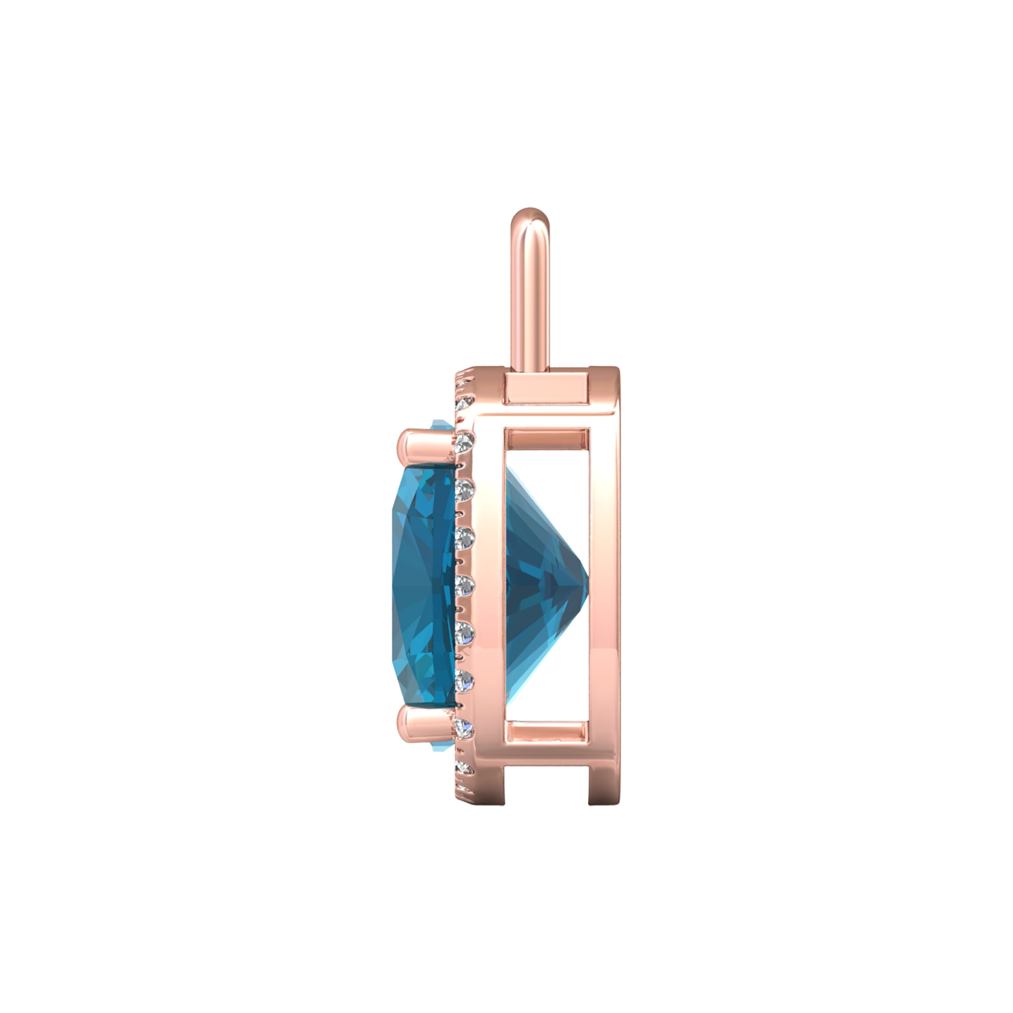 Nova diamond set pendant attachment set with a cushion shaped London Blue Topaz Gardiner Brothers