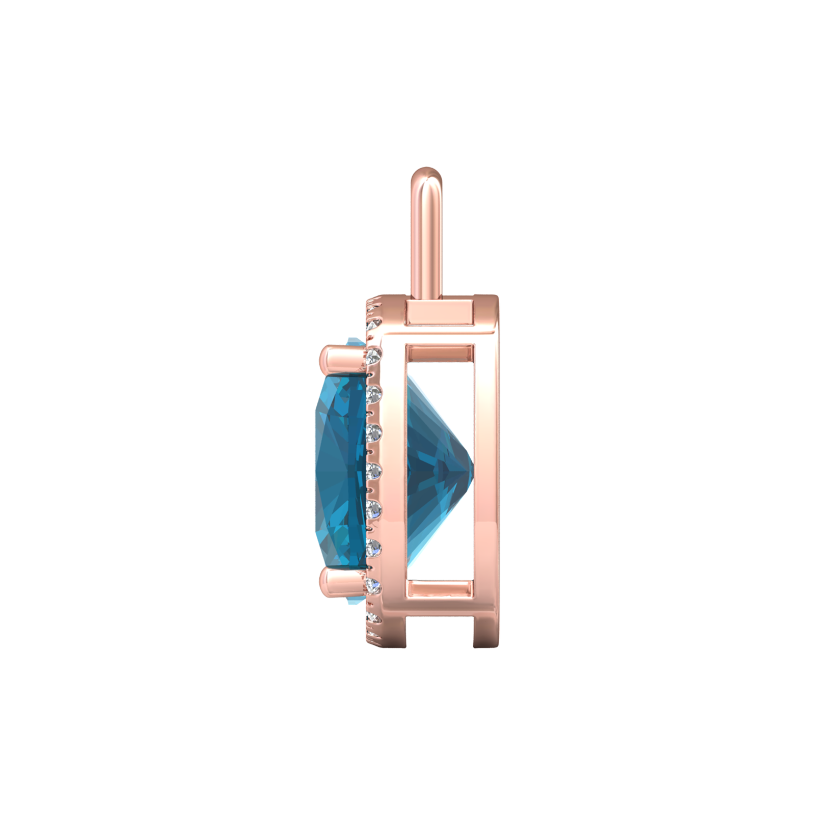 Nova diamond set pendant attachment set with a cushion shaped London Blue Topaz Gardiner Brothers