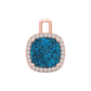Nova diamond set pendant attachment set with a cushion shaped London Blue Topaz Gardiner Brothers Rose Gold