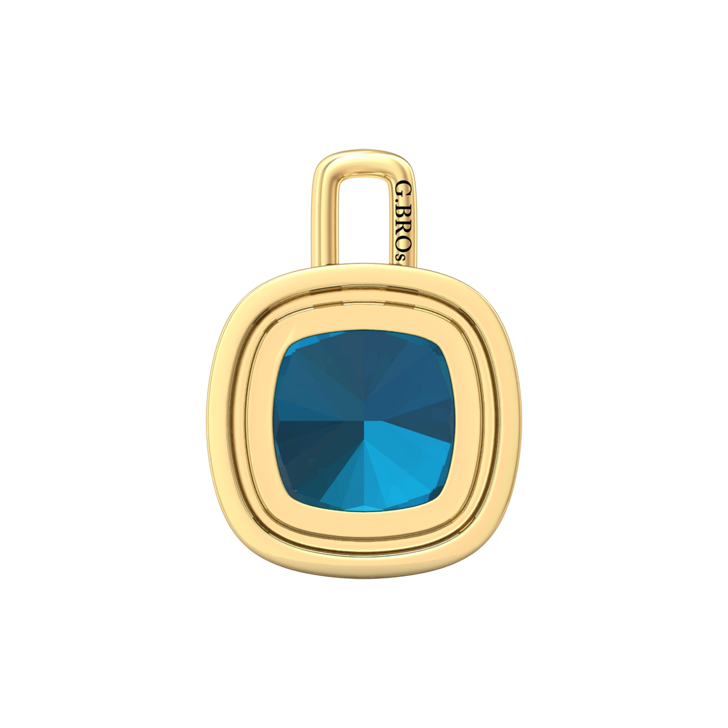 Nova diamond set pendant attachment set with a cushion shaped London Blue Topaz Gardiner Brothers