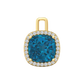 Nova diamond set pendant attachment set with a cushion shaped London Blue Topaz Gardiner Brothers Yellow Gold