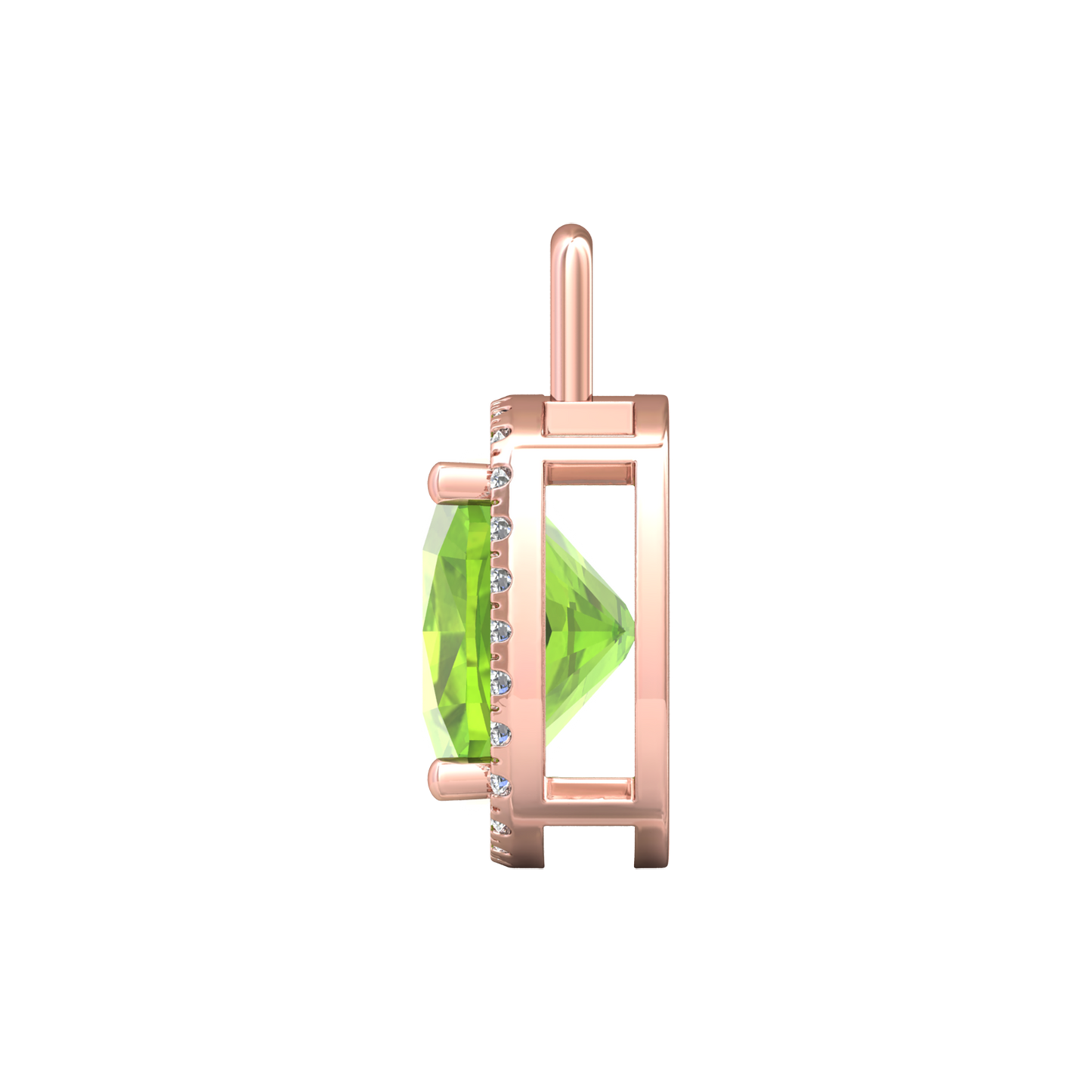 Nova diamond set pendant attachment set with a cushion shaped Peridot Gardiner Brothers