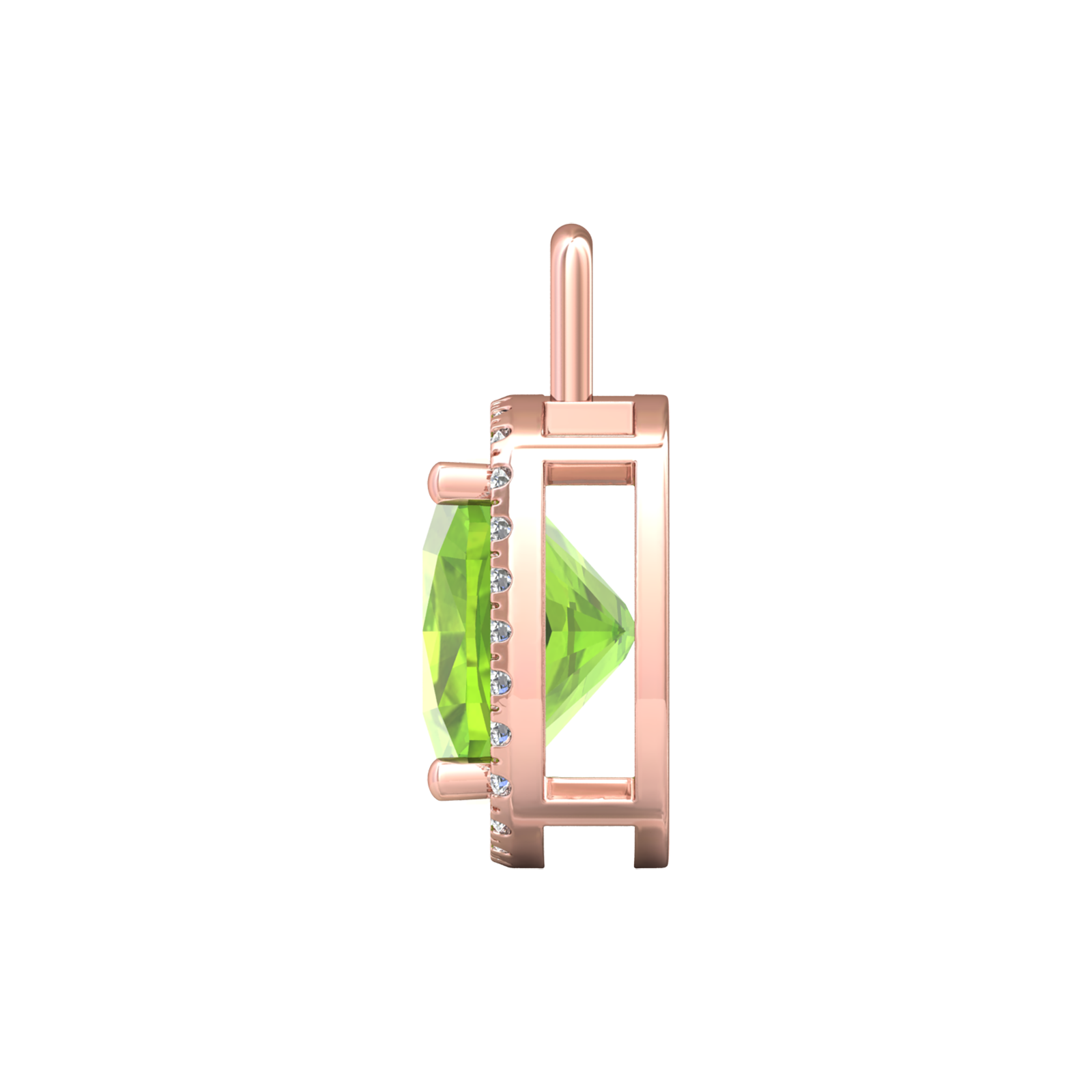 Nova diamond set pendant attachment set with a cushion shaped Peridot Gardiner Brothers