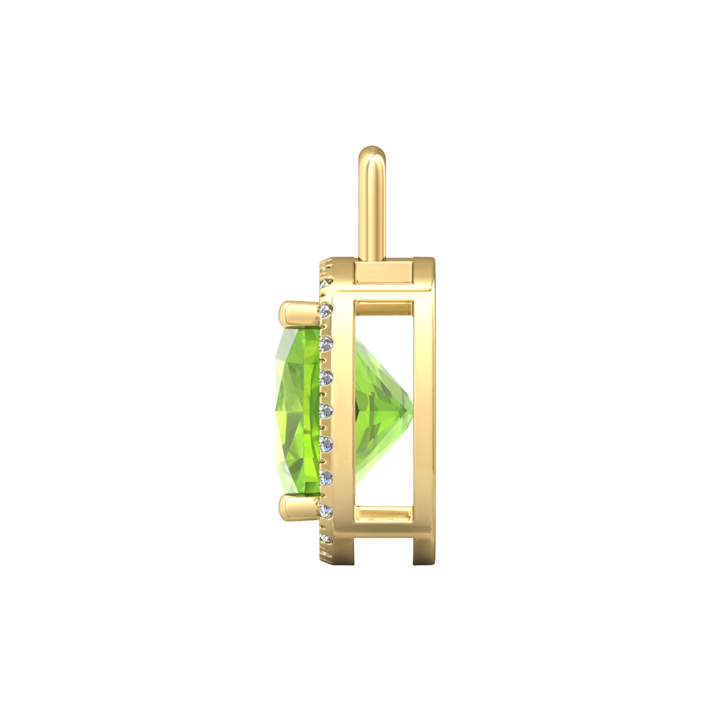 Nova diamond set pendant attachment set with a cushion shaped Peridot Gardiner Brothers