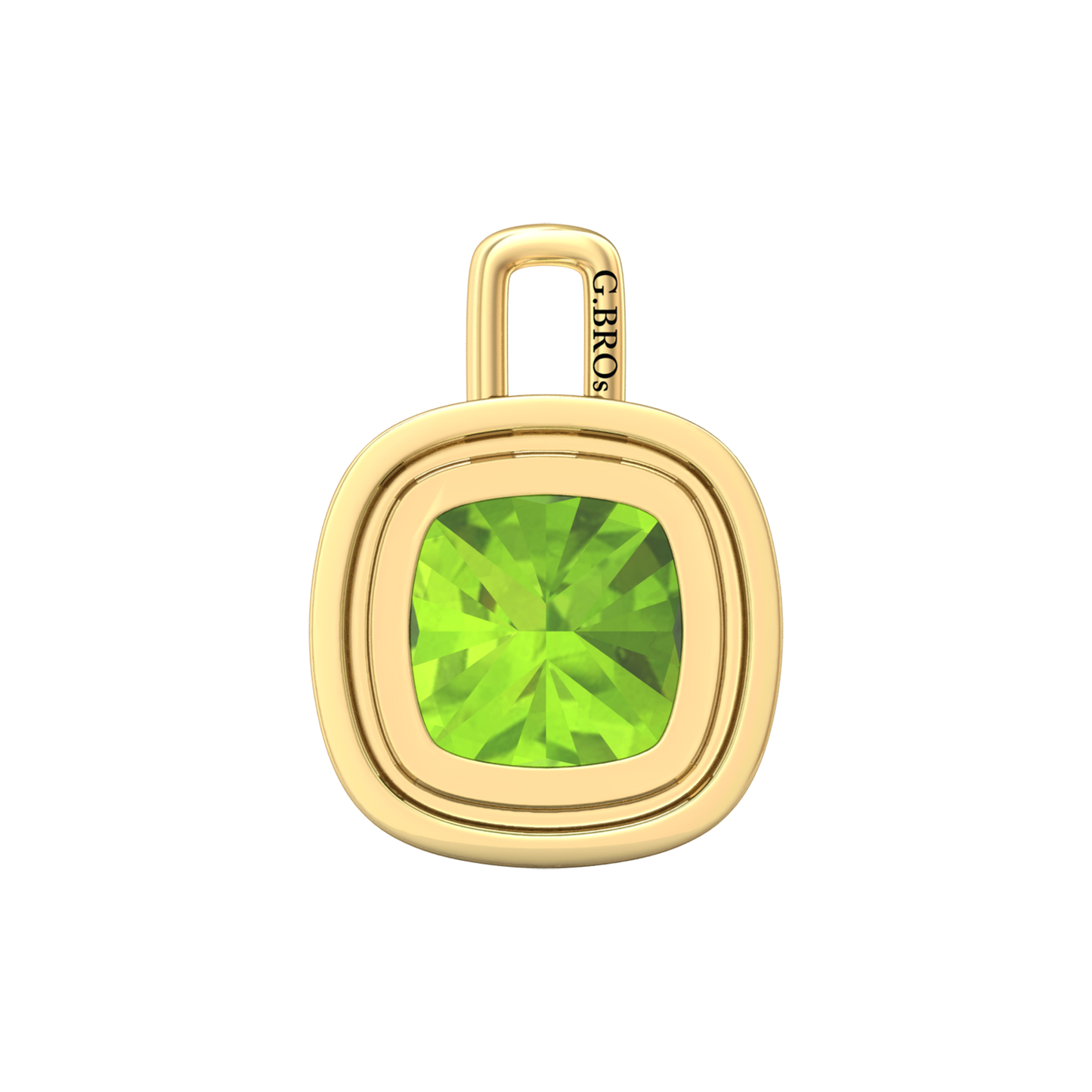 Nova diamond set pendant attachment set with a cushion shaped Peridot Gardiner Brothers