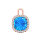 Nova diamond set pendant attachment set with a cushion shaped Swiss Blue Topaz Gardiner Brothers Rose Gold