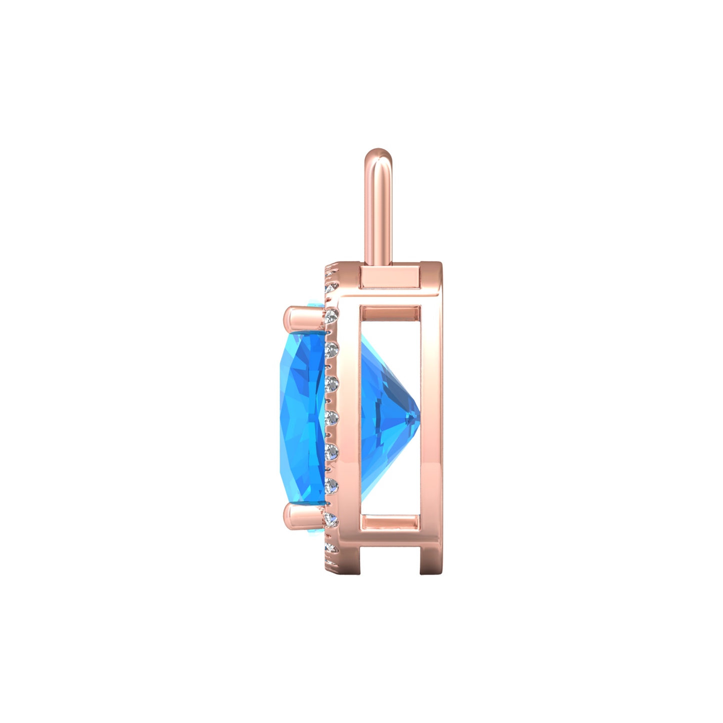 Nova diamond set pendant attachment set with a cushion shaped Swiss Blue Topaz Gardiner Brothers