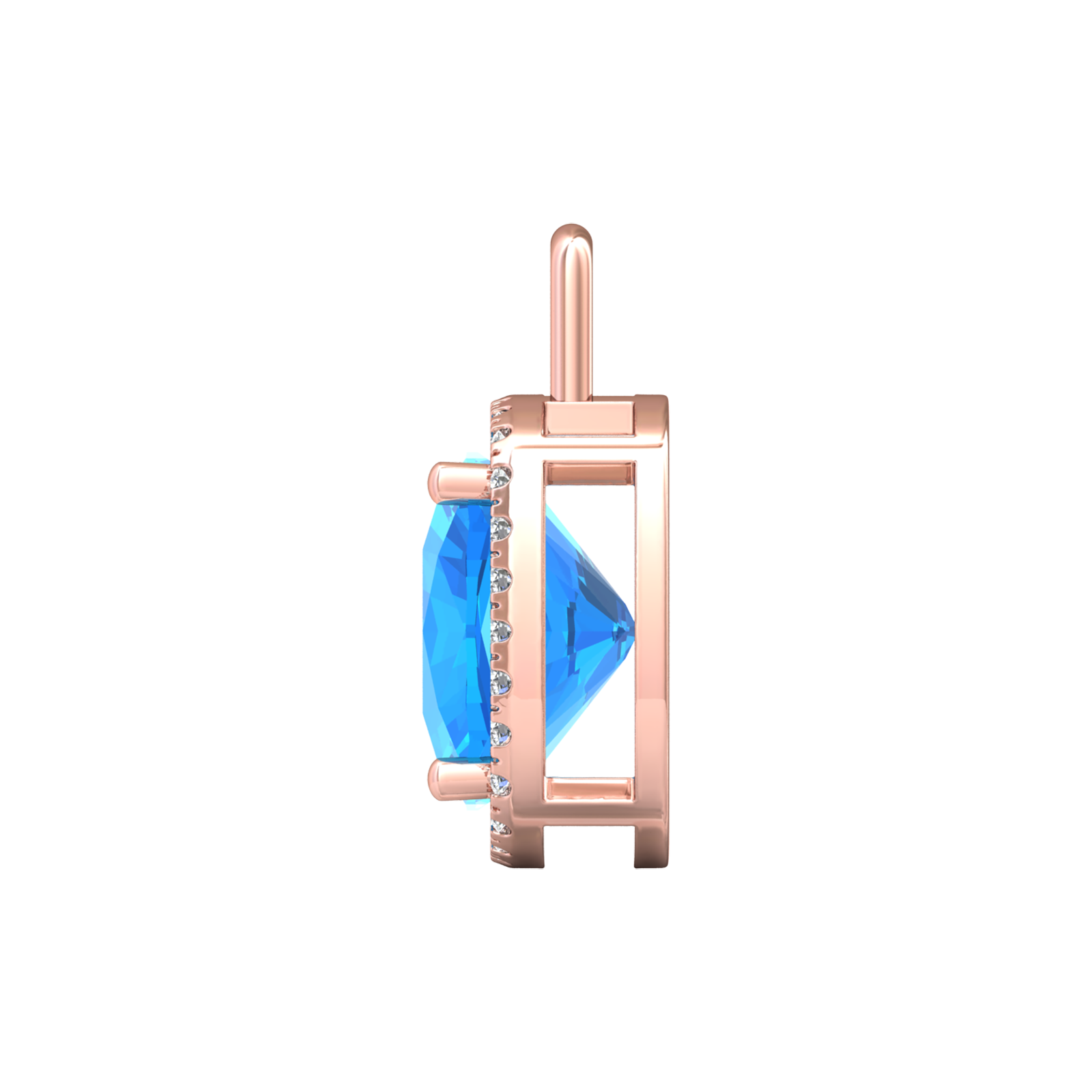 Nova diamond set pendant attachment set with a cushion shaped Swiss Blue Topaz Gardiner Brothers