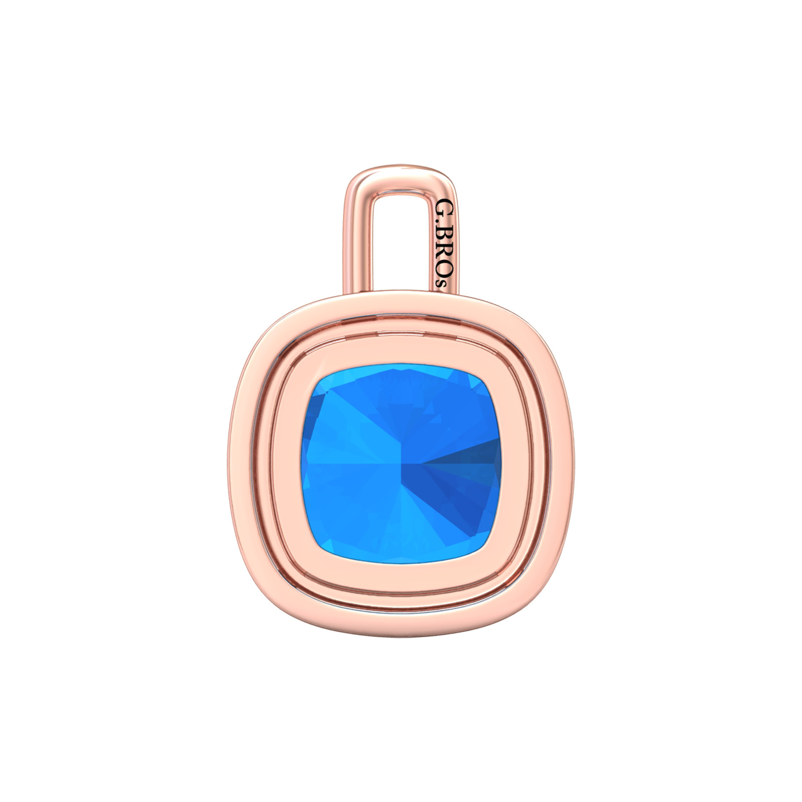 Nova diamond set pendant attachment set with a cushion shaped Swiss Blue Topaz Gardiner Brothers