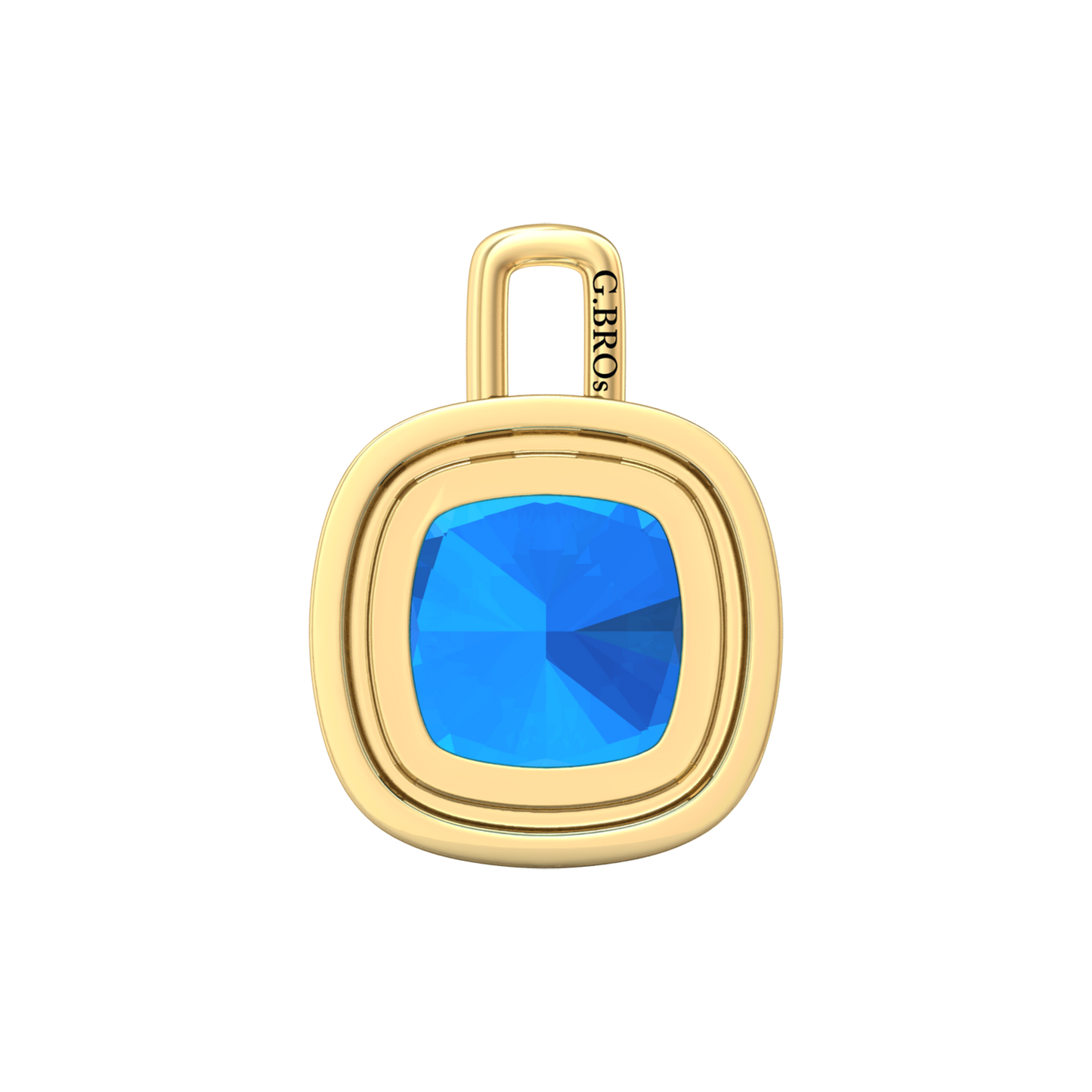 Nova diamond set pendant attachment set with a cushion shaped Swiss Blue Topaz Gardiner Brothers