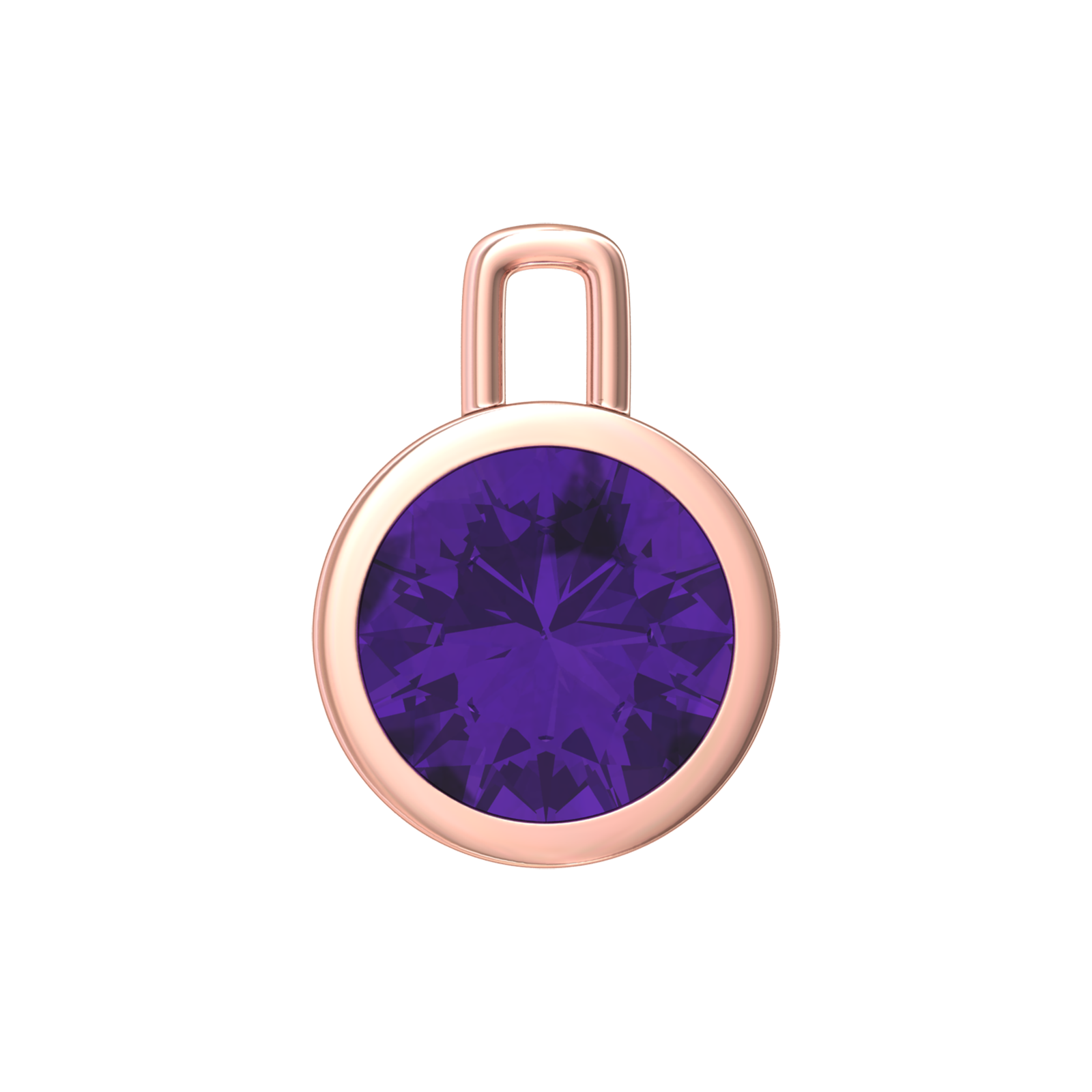 Nova pendant attachment in a plain bezel setting with round Amethyst Gardiner Brothers Rose Gold