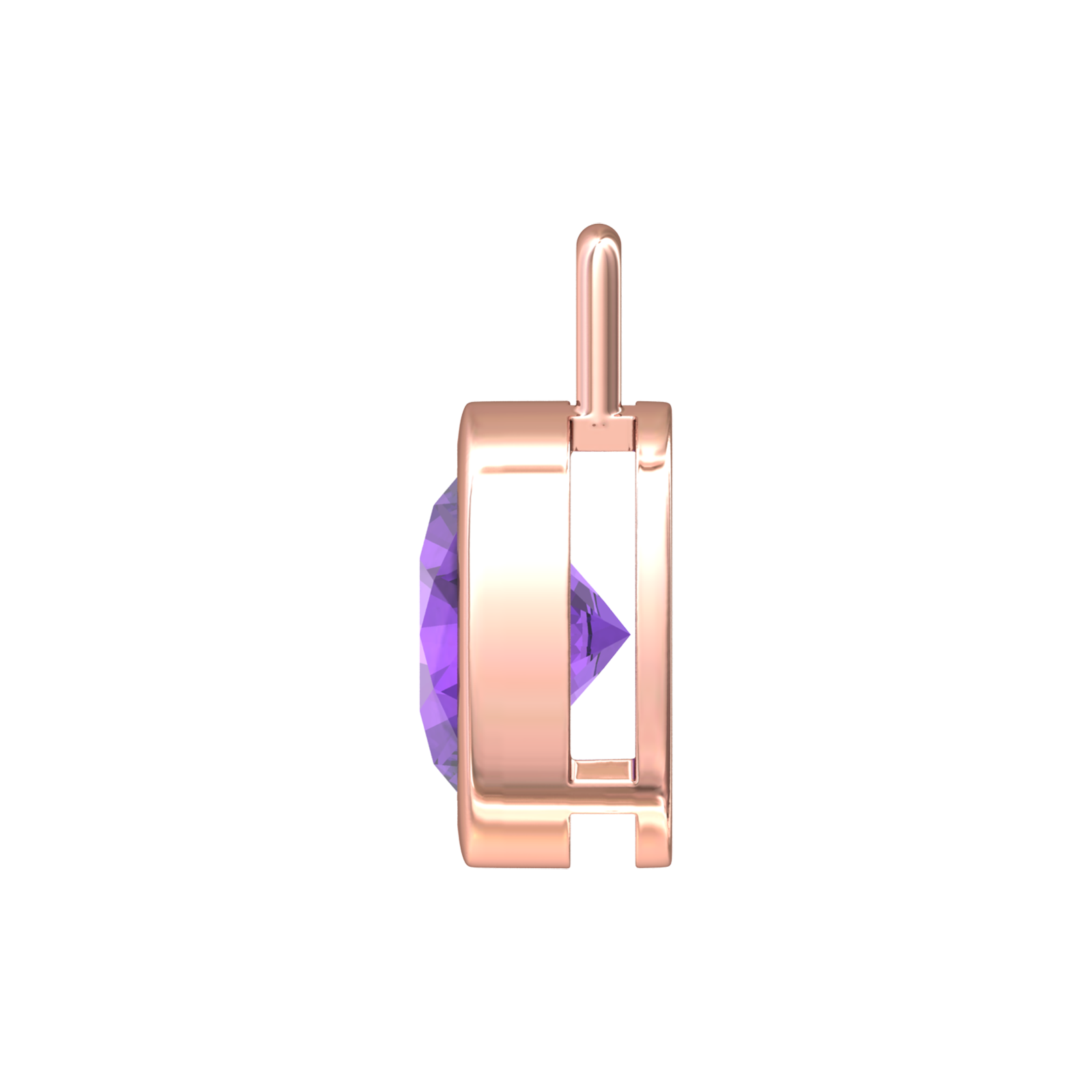 Nova pendant attachment in a plain bezel setting with round Amethyst Gardiner Brothers