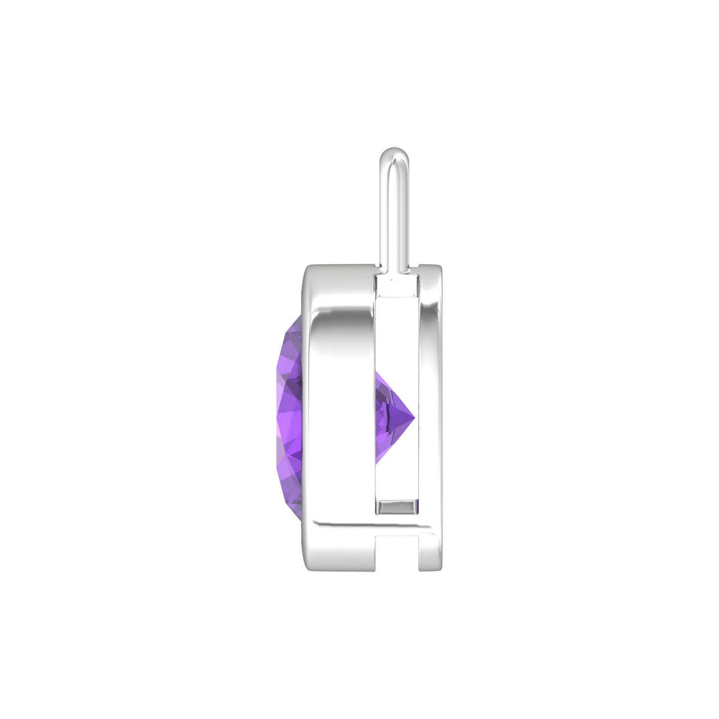 Nova pendant attachment in a plain bezel setting with round Amethyst Gardiner Brothers