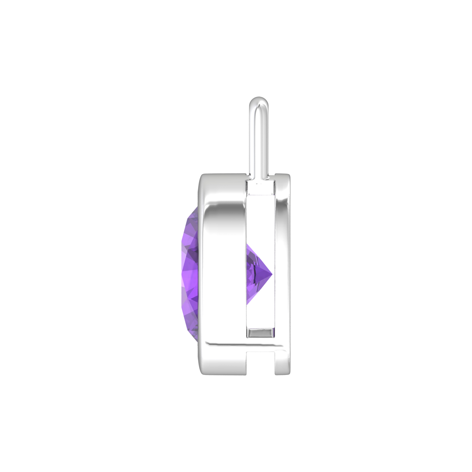 Nova pendant attachment in a plain bezel setting with round Amethyst Gardiner Brothers