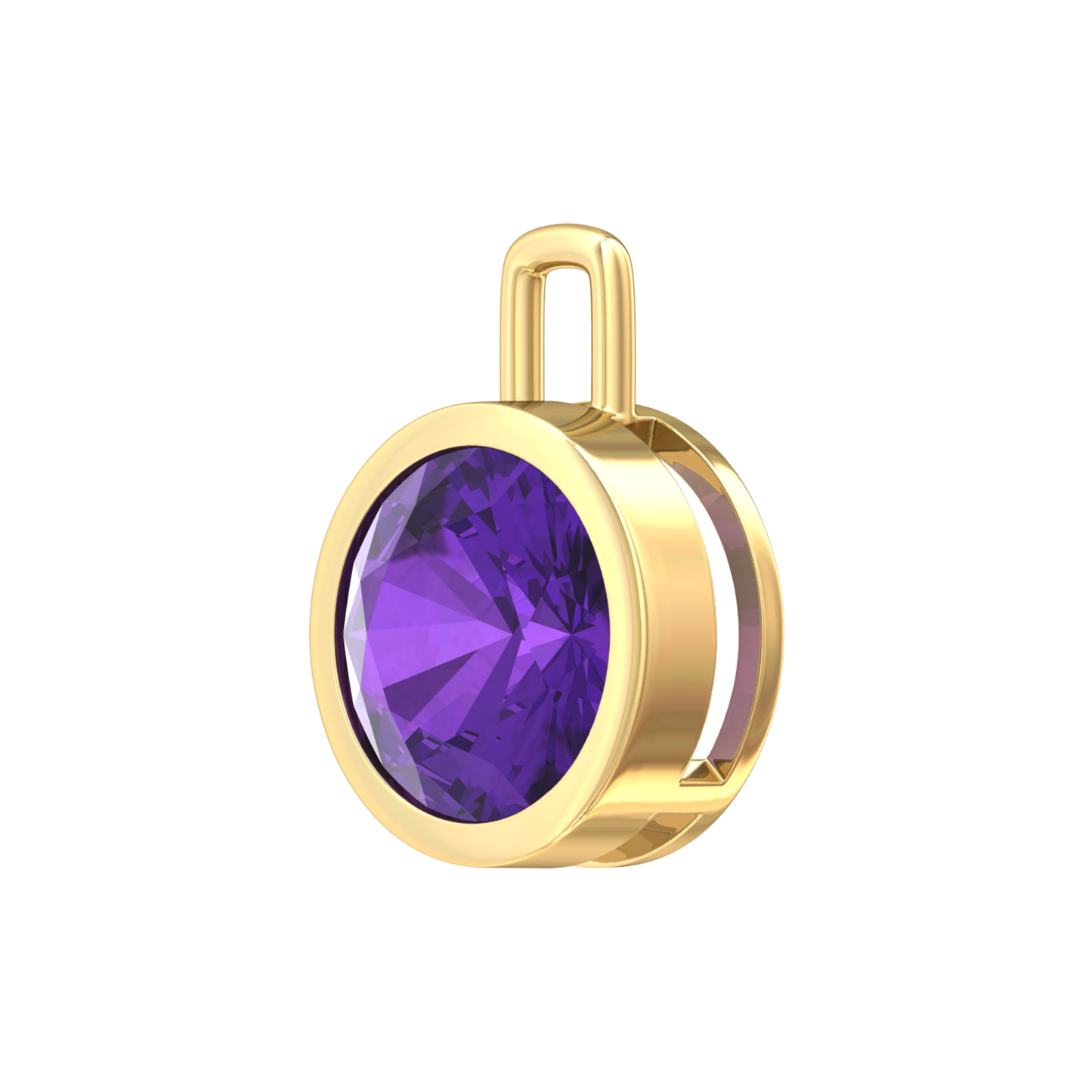 Nova pendant attachment in a plain bezel setting with round Amethyst Gardiner Brothers