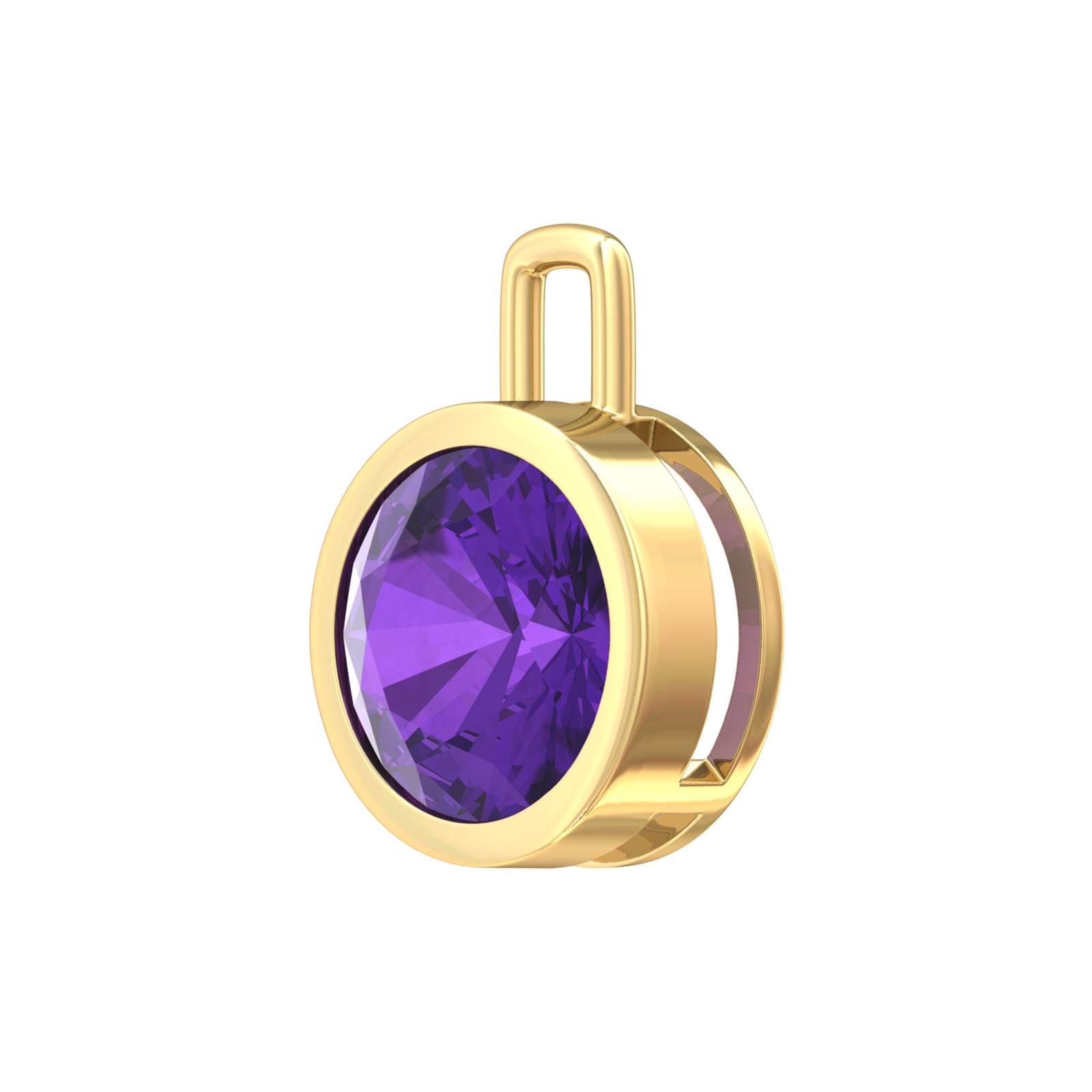 Nova pendant attachment in a plain bezel setting with round Amethyst Gardiner Brothers
