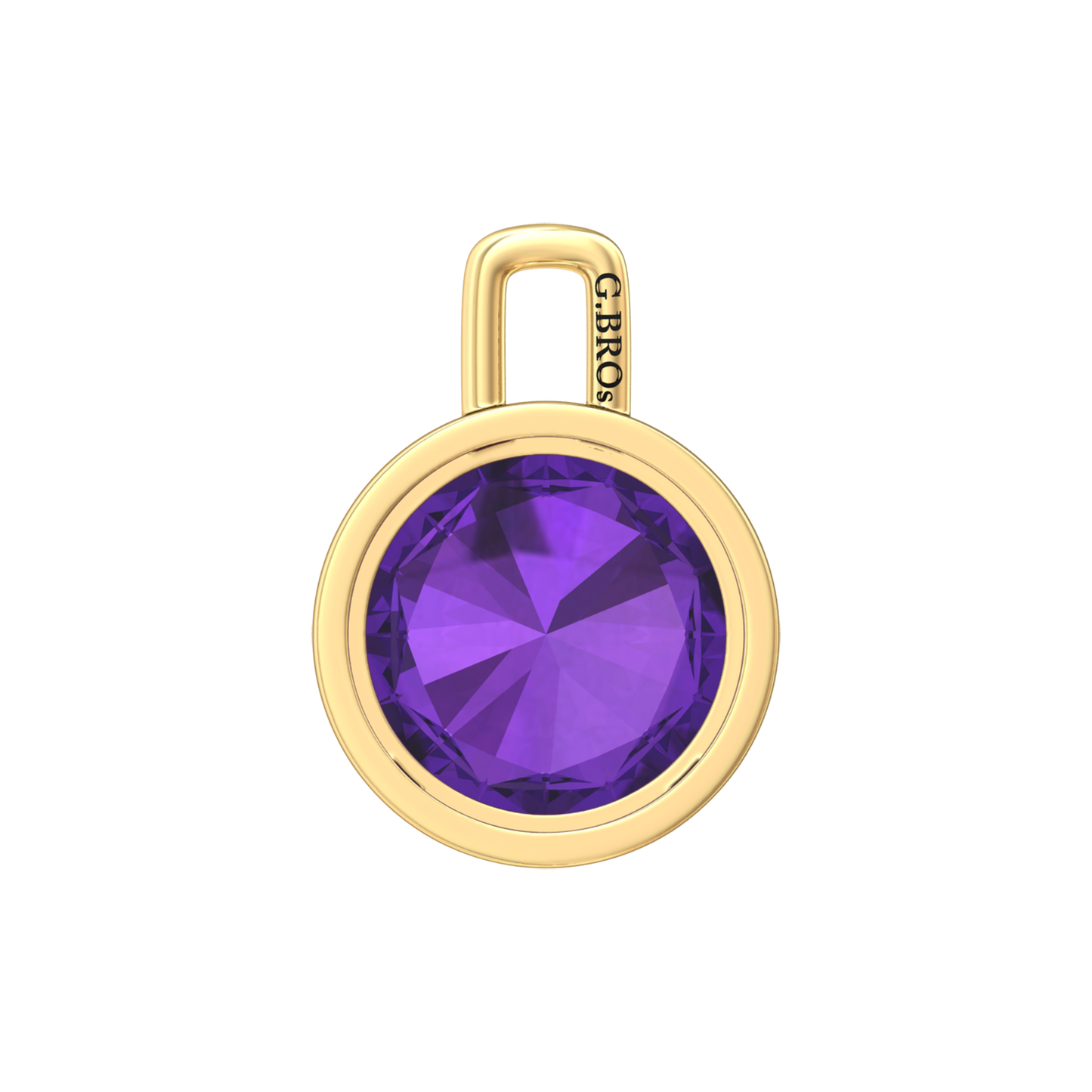 Nova pendant attachment in a plain bezel setting with round Amethyst Gardiner Brothers