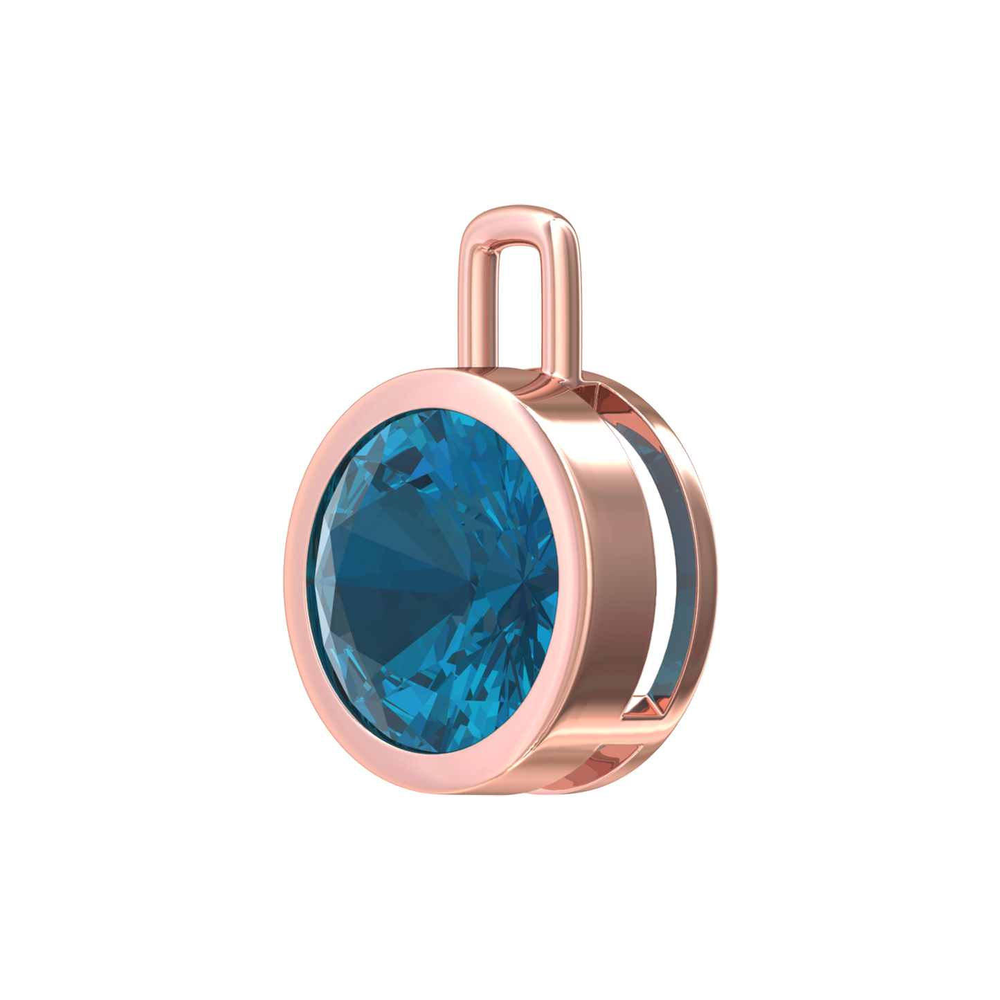 Nova pendant attachment in a plain bezel setting with round London Blue Topaz Gardiner Brothers