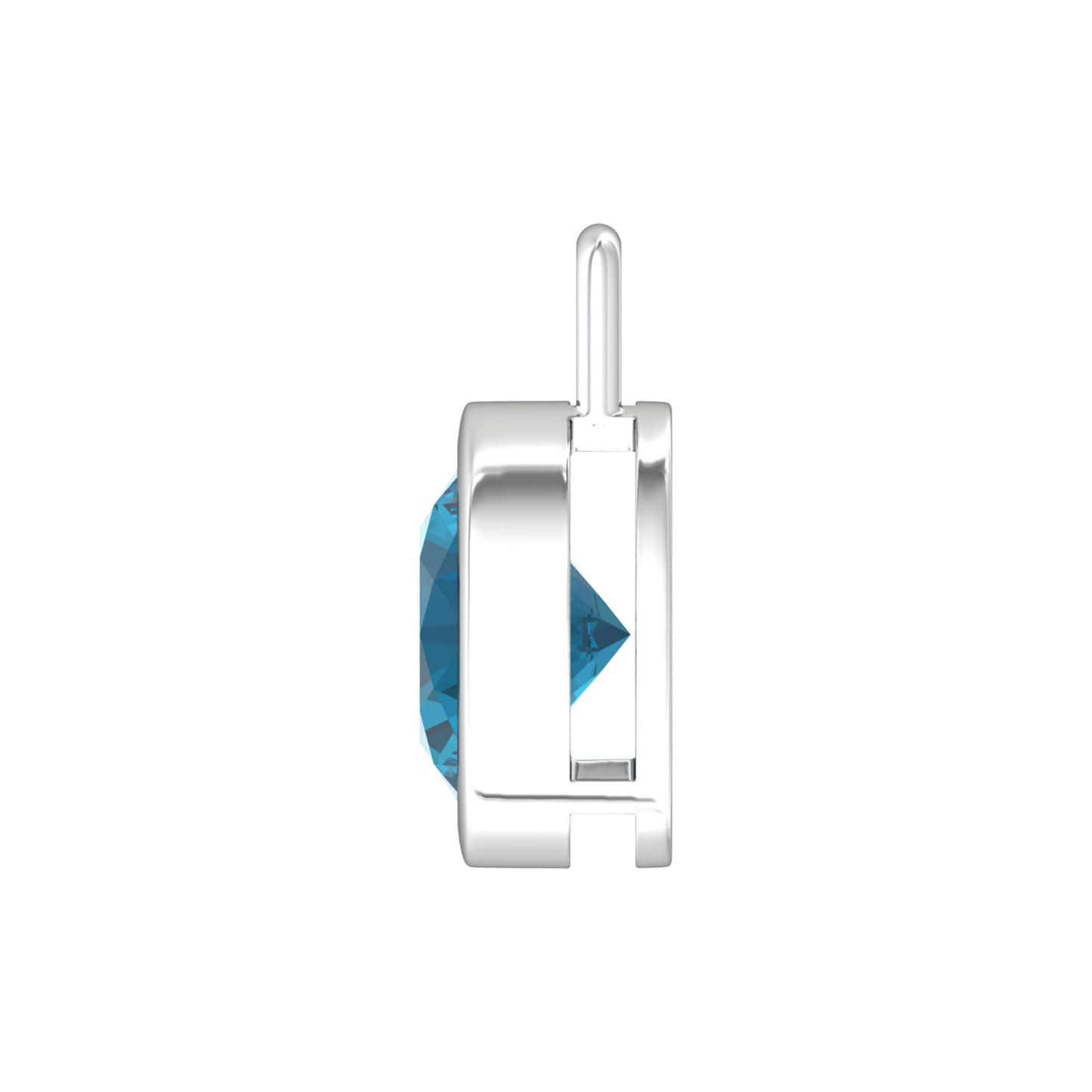 Nova pendant attachment in a plain bezel setting with round London Blue Topaz Gardiner Brothers