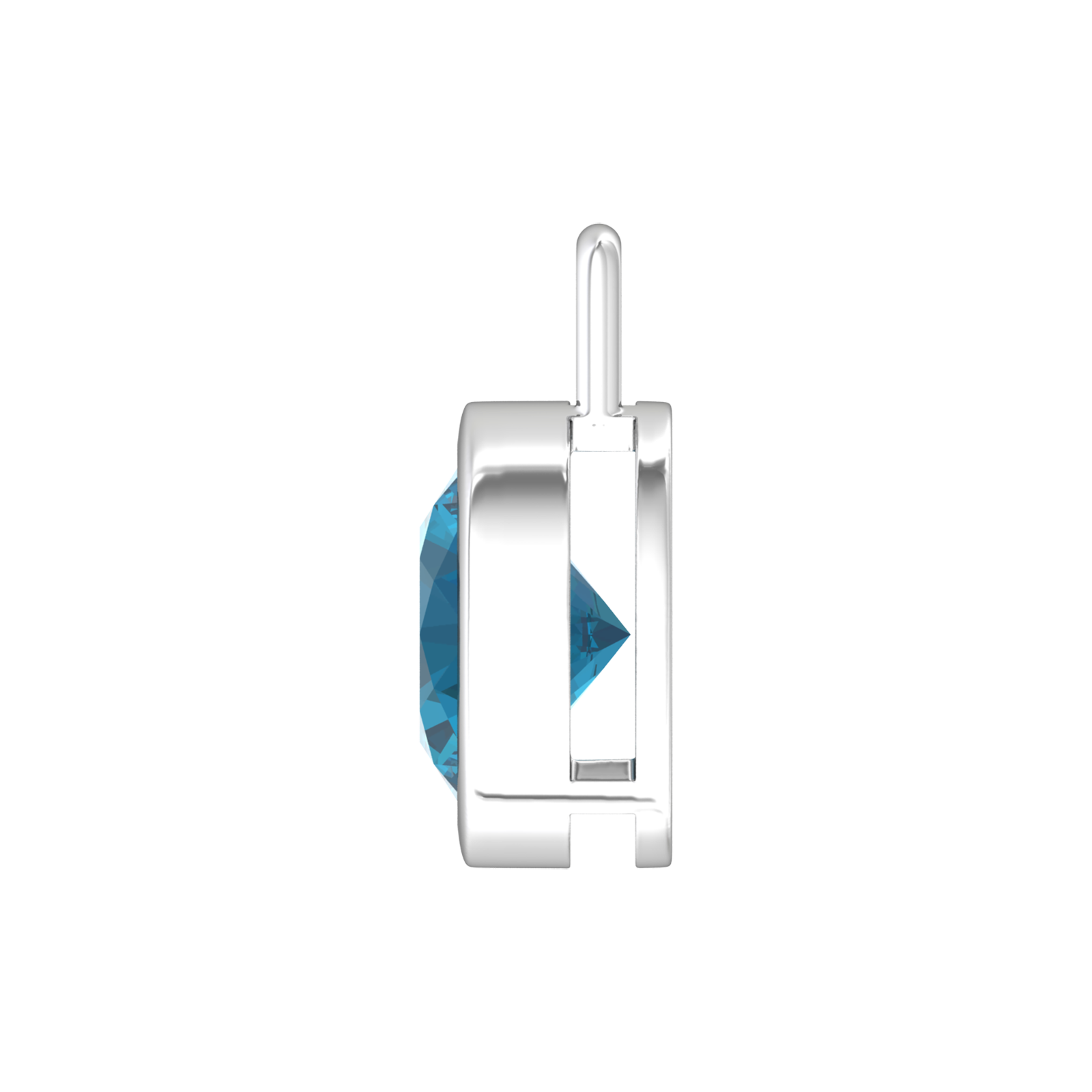 Nova pendant attachment in a plain bezel setting with round London Blue Topaz Gardiner Brothers