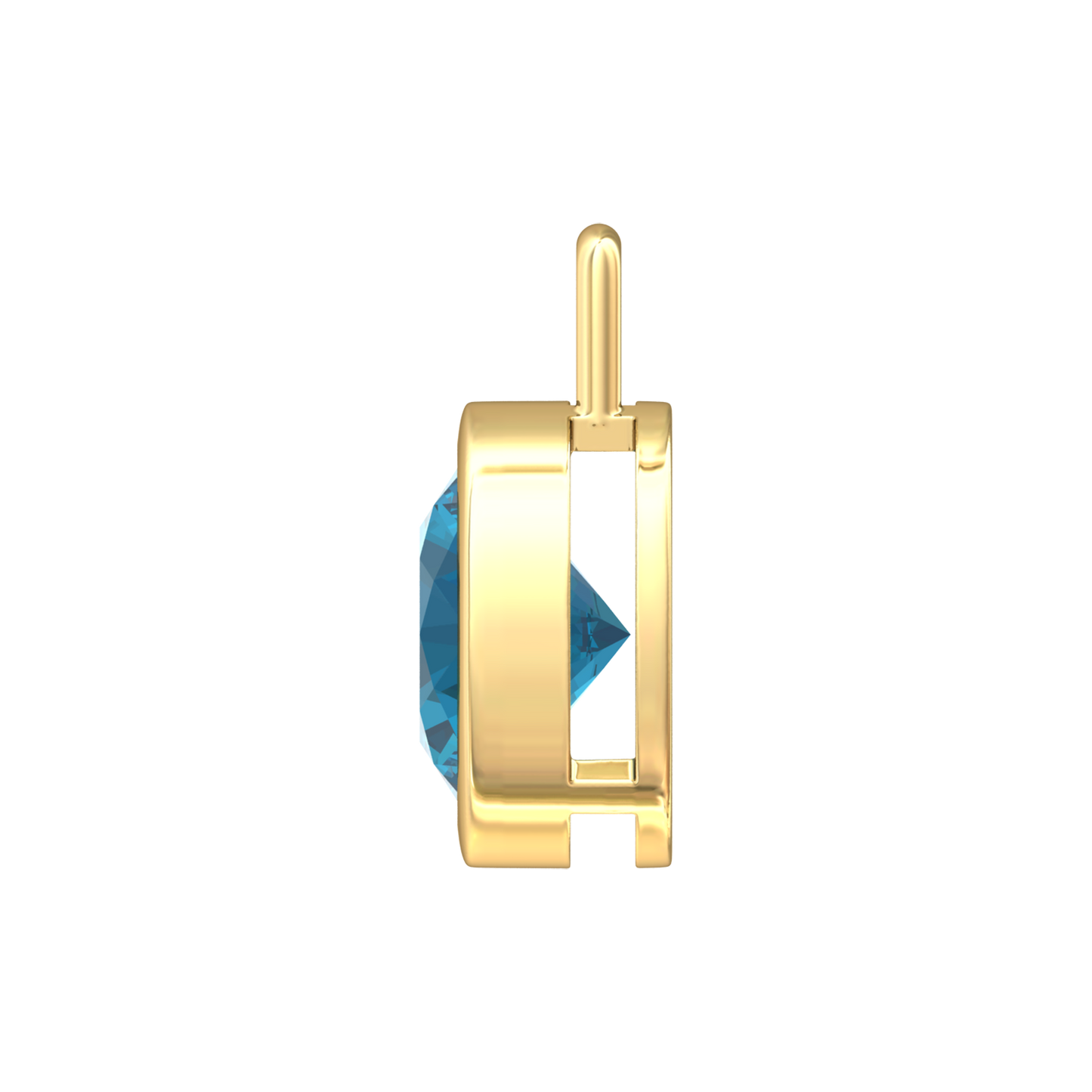 Nova pendant attachment in a plain bezel setting with round London Blue Topaz Gardiner Brothers