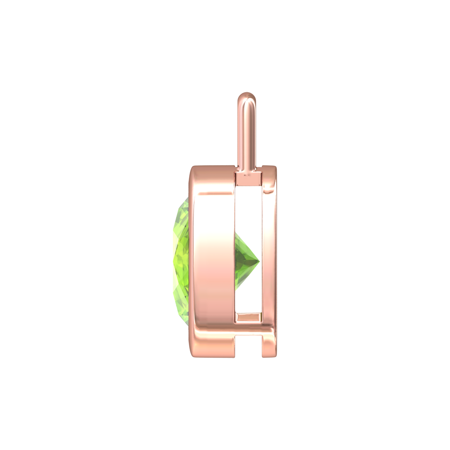 Nova pendant attachment in a plain bezel setting with round Peridot Gardiner Brothers