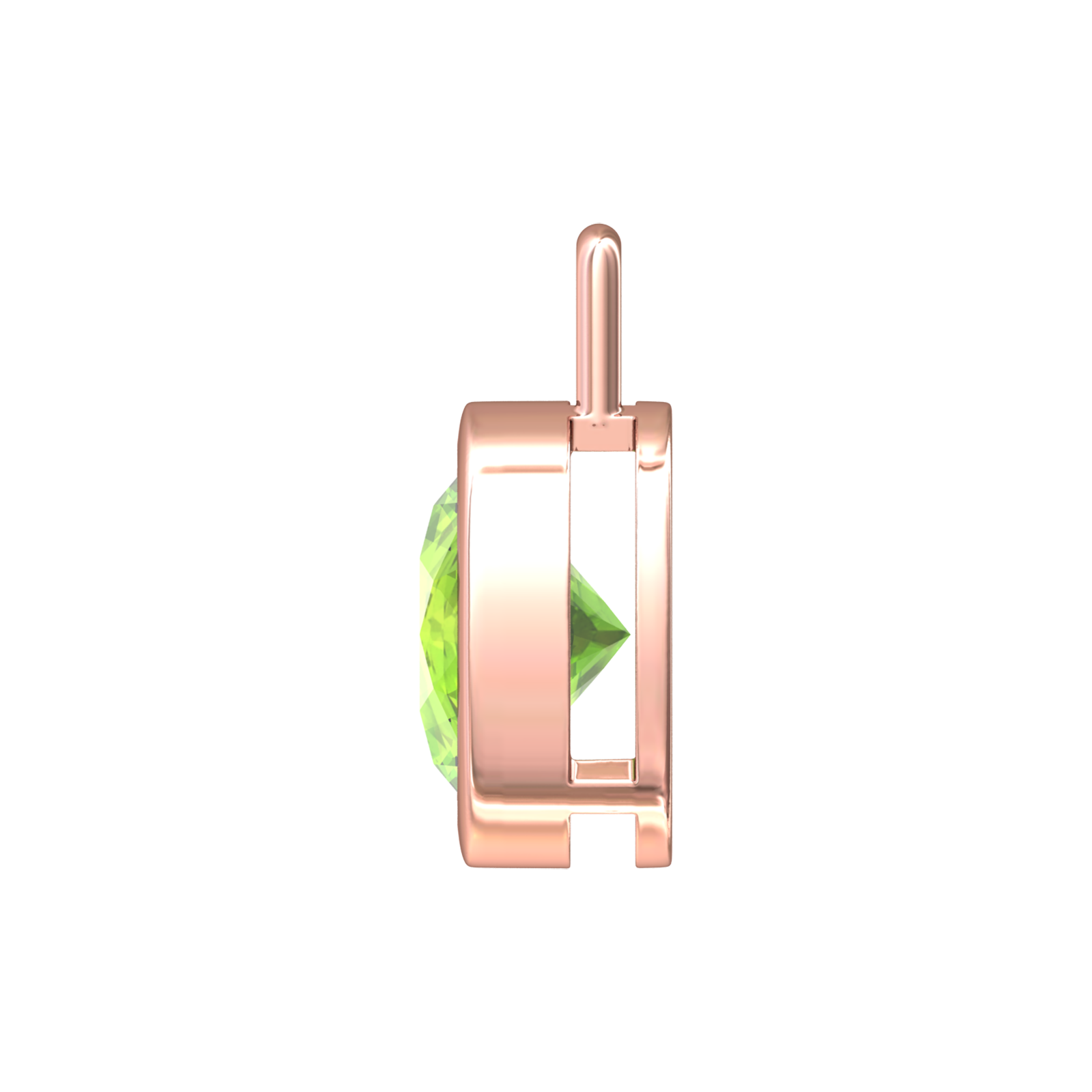 Nova pendant attachment in a plain bezel setting with round Peridot Gardiner Brothers