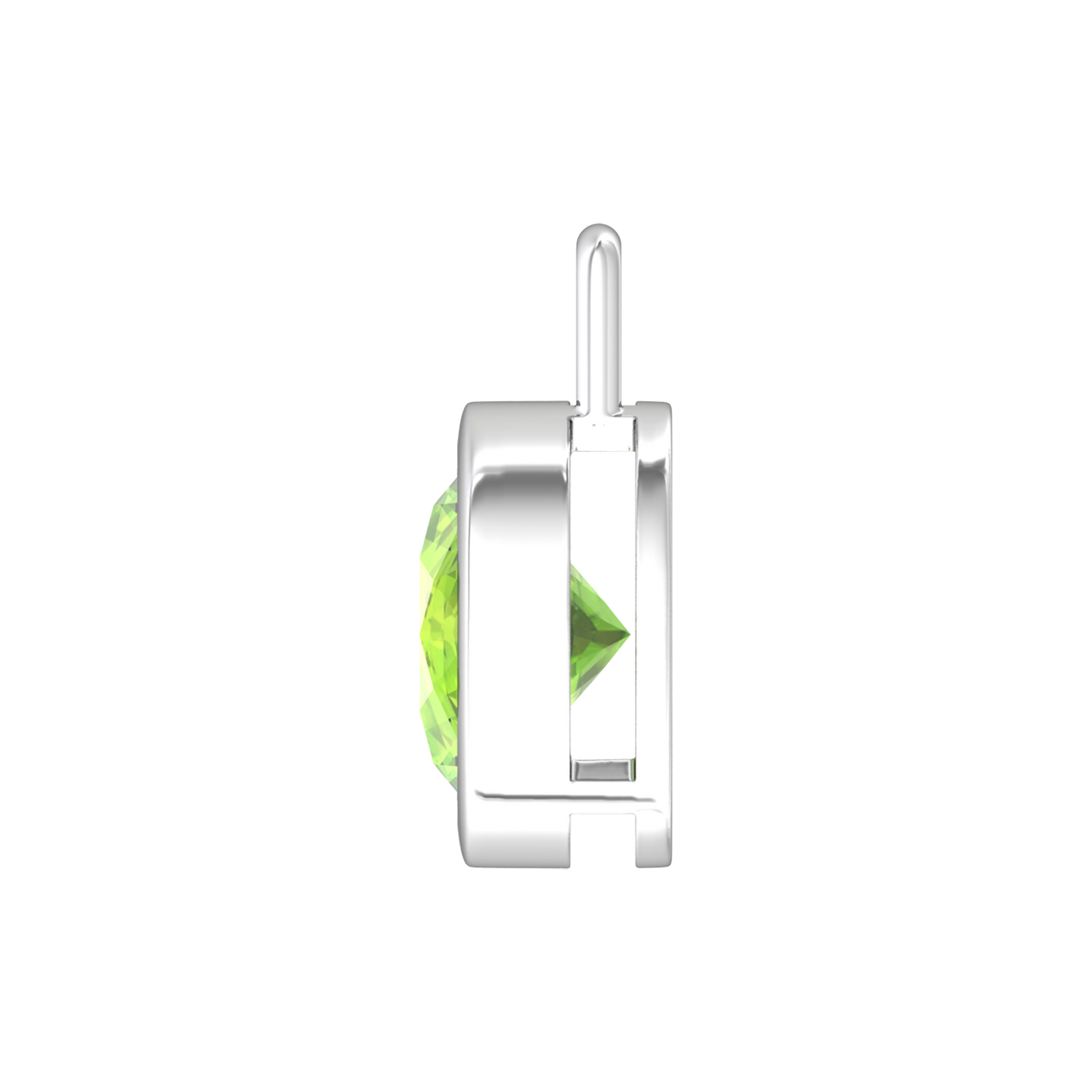 Nova pendant attachment in a plain bezel setting with round Peridot Gardiner Brothers