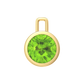Nova pendant attachment in a plain bezel setting with round Peridot Gardiner Brothers Yellow Gold