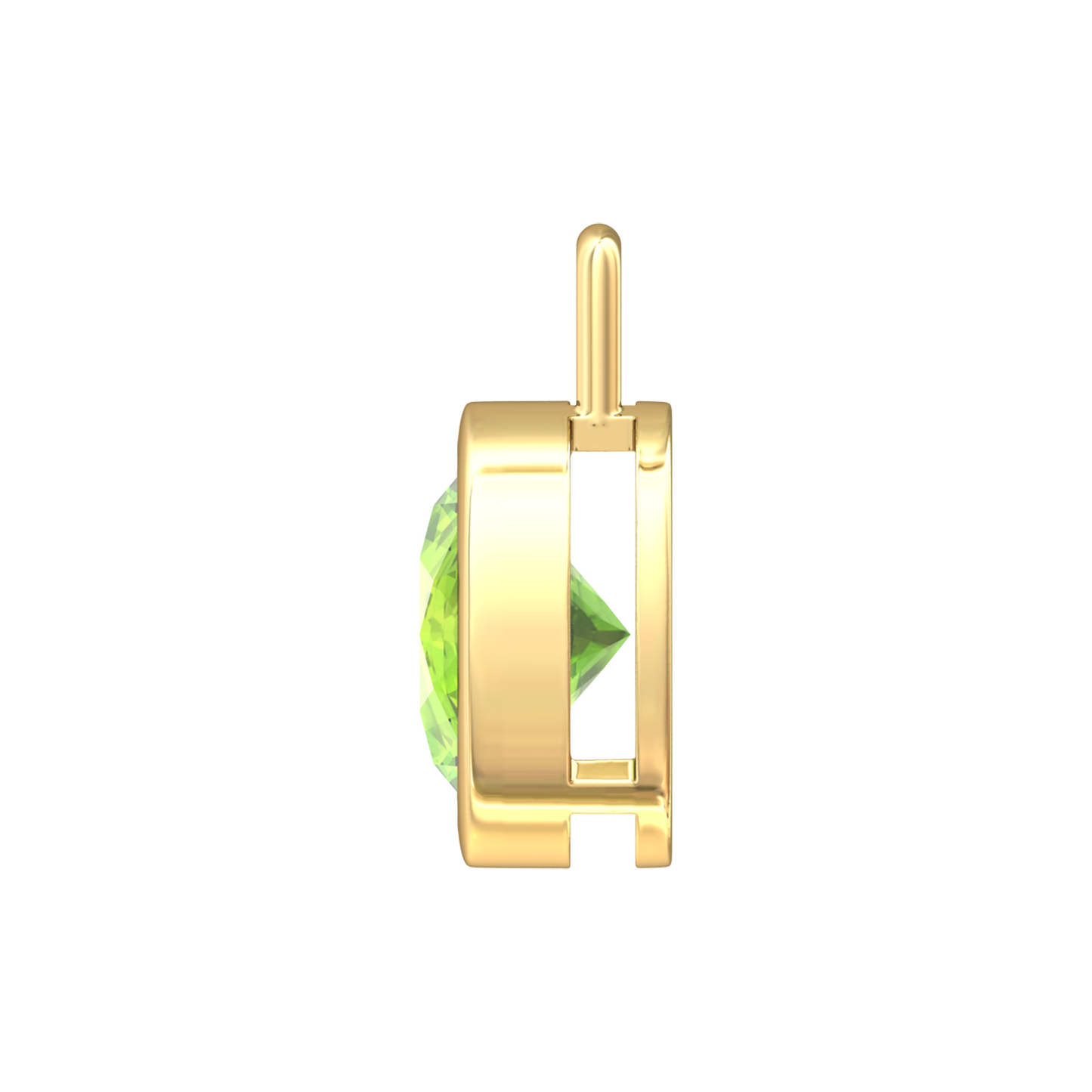 Nova pendant attachment in a plain bezel setting with round Peridot Gardiner Brothers