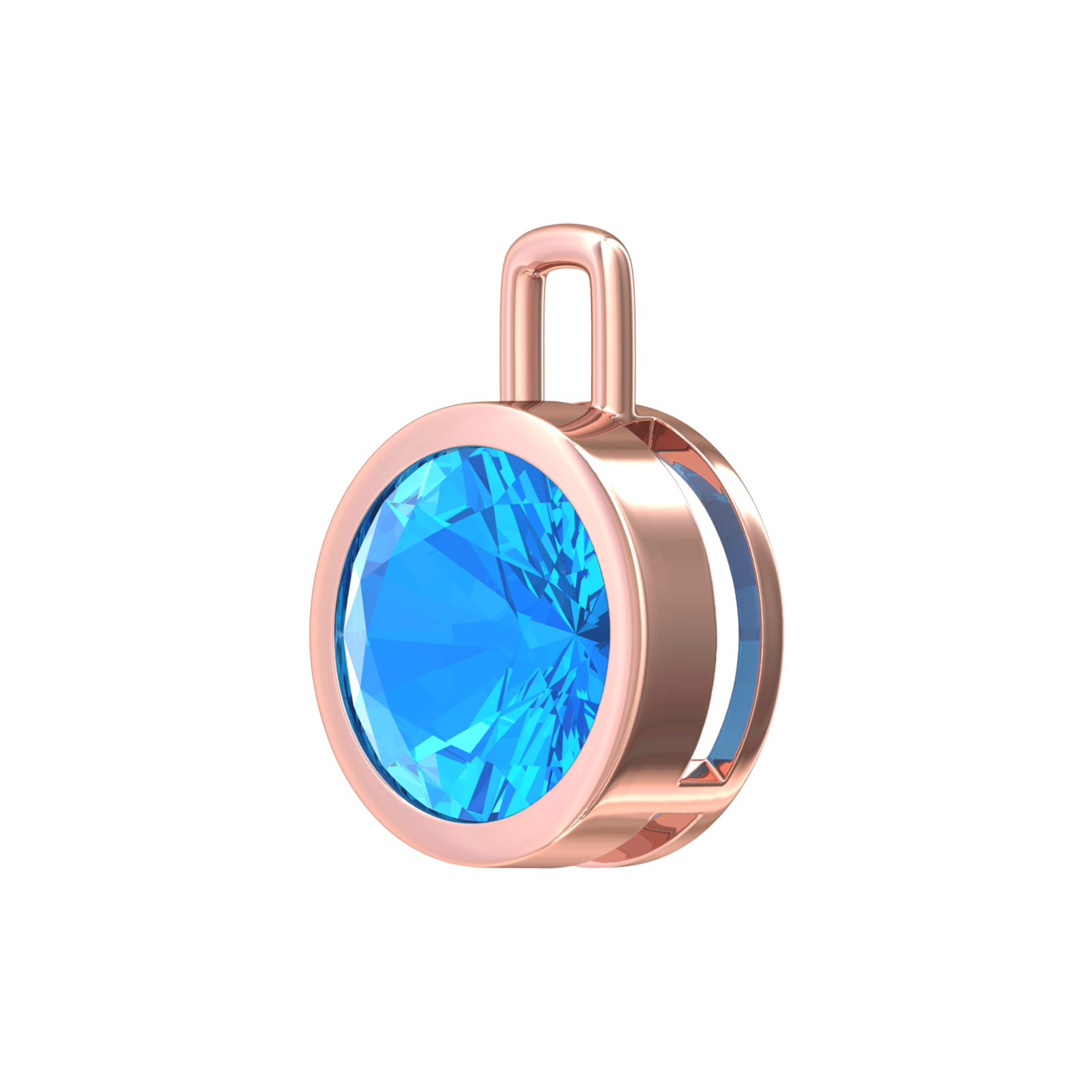 Nova pendant attachment in a plain bezel setting with round Swiss Blue Topaz Gardiner Brothers