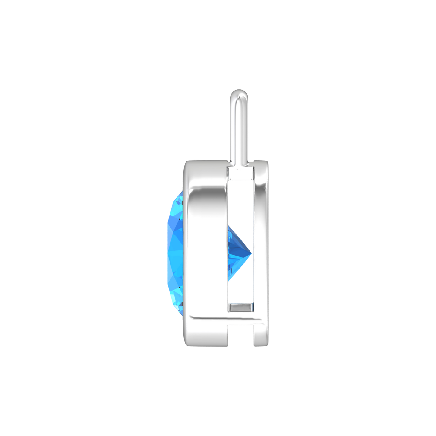 Nova pendant attachment in a plain bezel setting with round Swiss Blue Topaz Gardiner Brothers