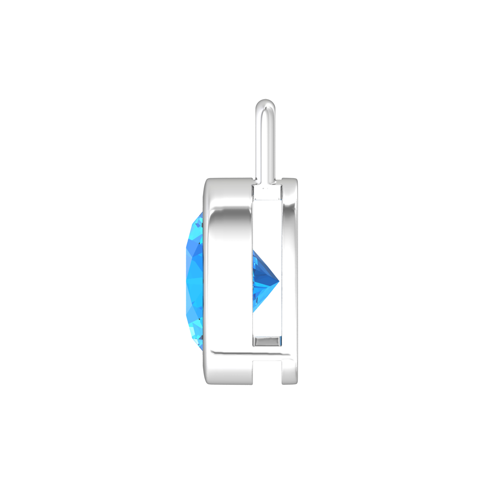 Nova pendant attachment in a plain bezel setting with round Swiss Blue Topaz Gardiner Brothers