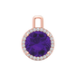 Nova diamond set pendant attachment set with a round Amethyst Gardiner Brothers Rose Gold