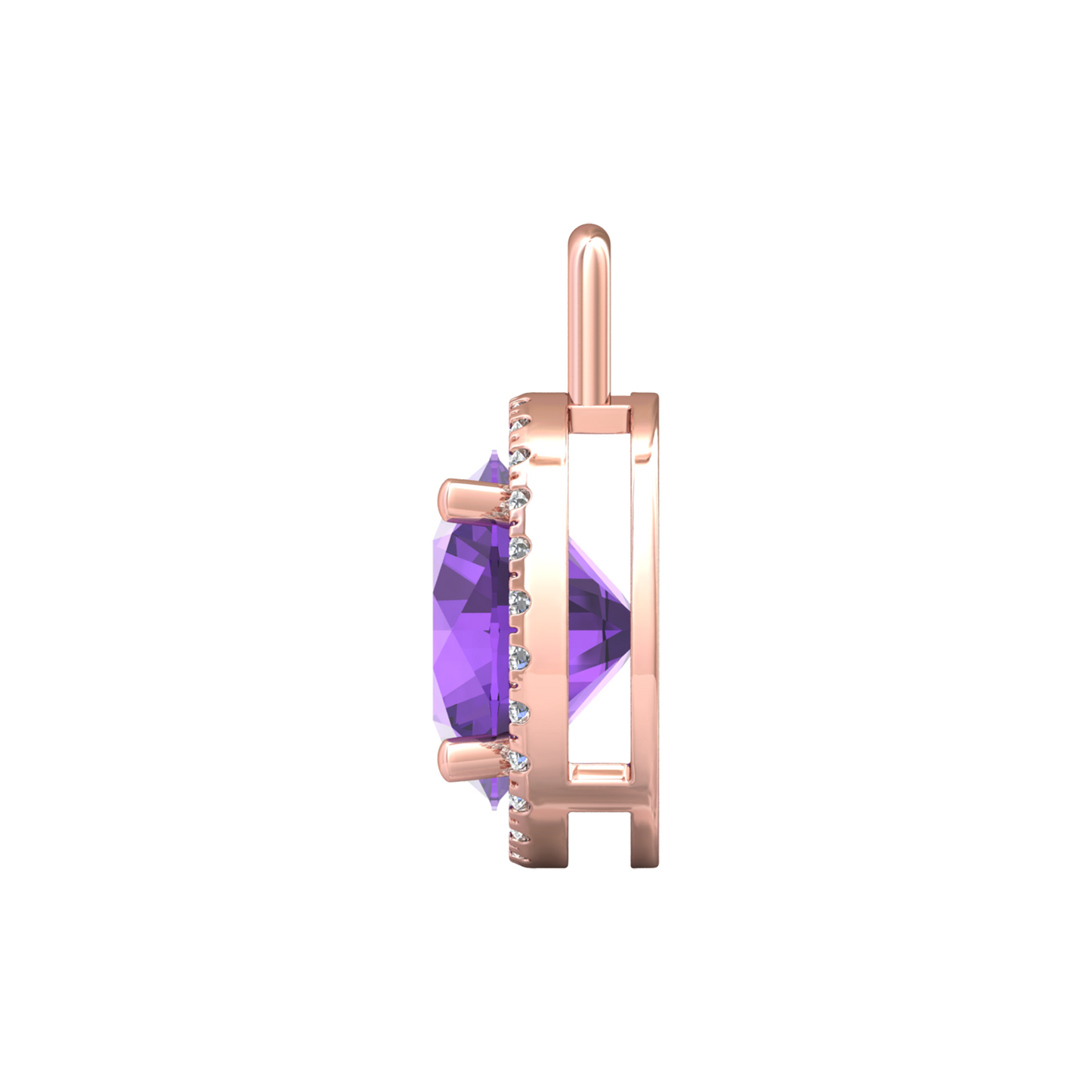 Nova diamond set pendant attachment set with a round Amethyst Gardiner Brothers