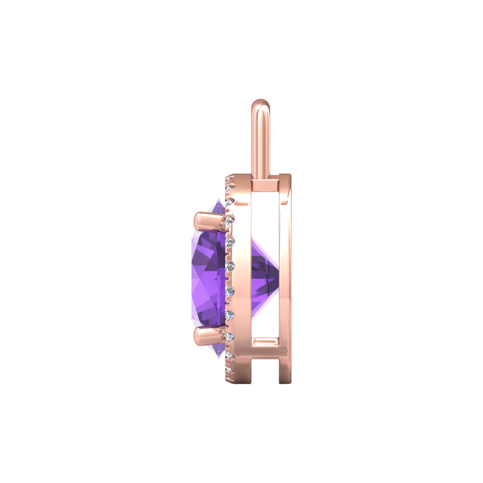 Nova diamond set pendant attachment set with a round Amethyst Gardiner Brothers