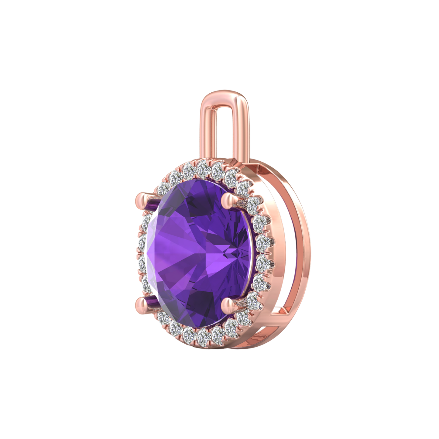 Nova diamond set pendant attachment set with a round Amethyst Gardiner Brothers