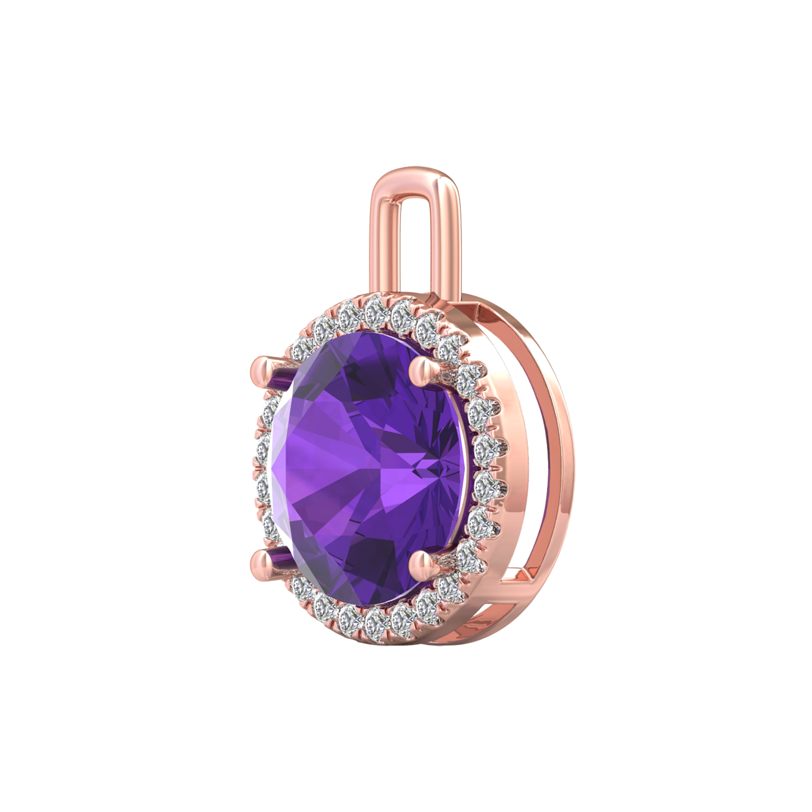 Nova diamond set pendant attachment set with a round Amethyst Gardiner Brothers